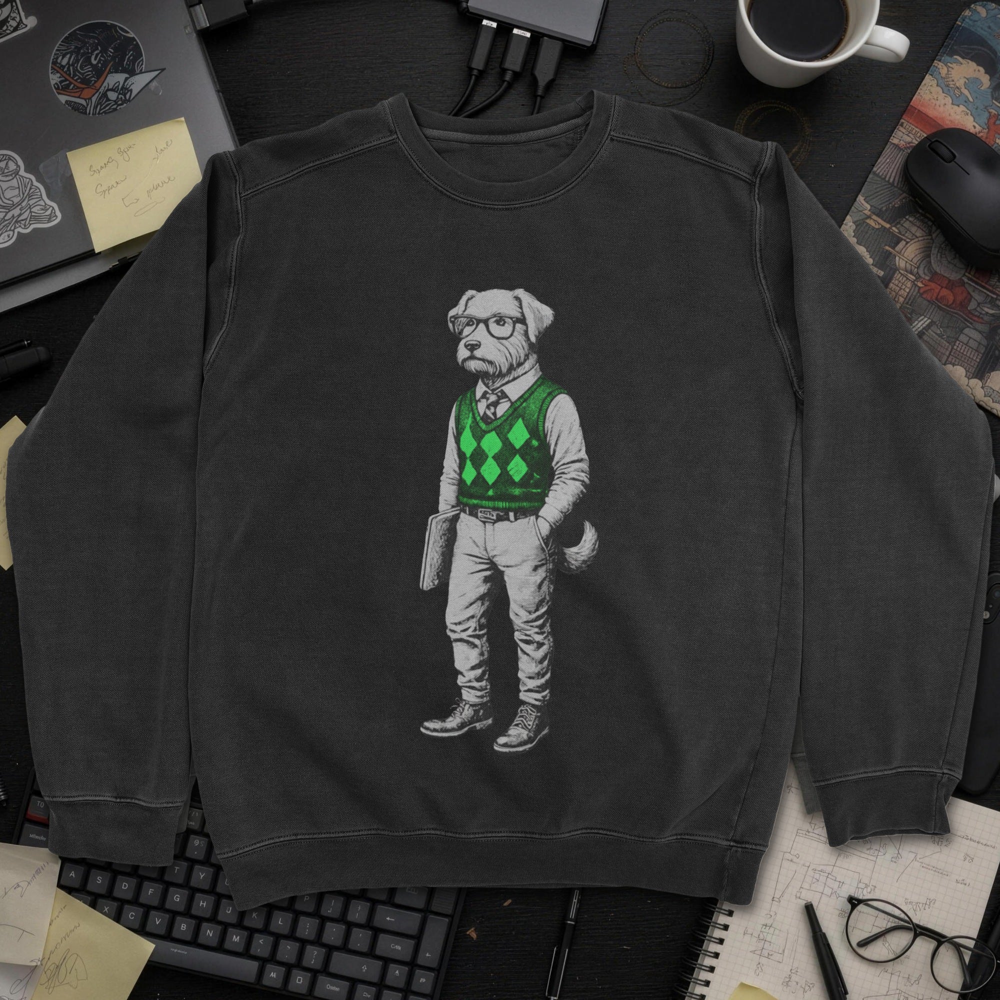 Dog In Sweater Sweatshirt - Black mockup