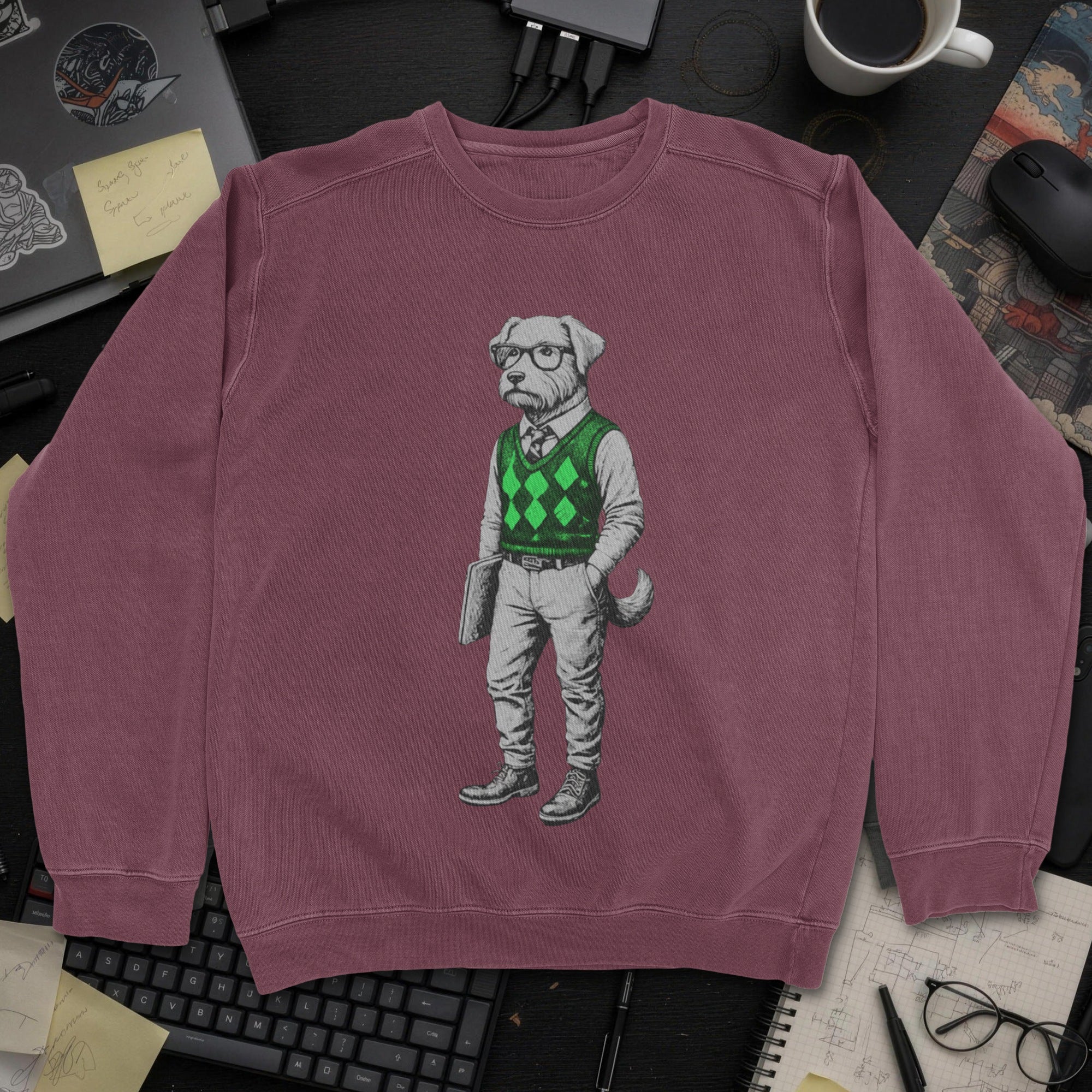 Dog In Sweater Sweatshirt - Maroon mockup