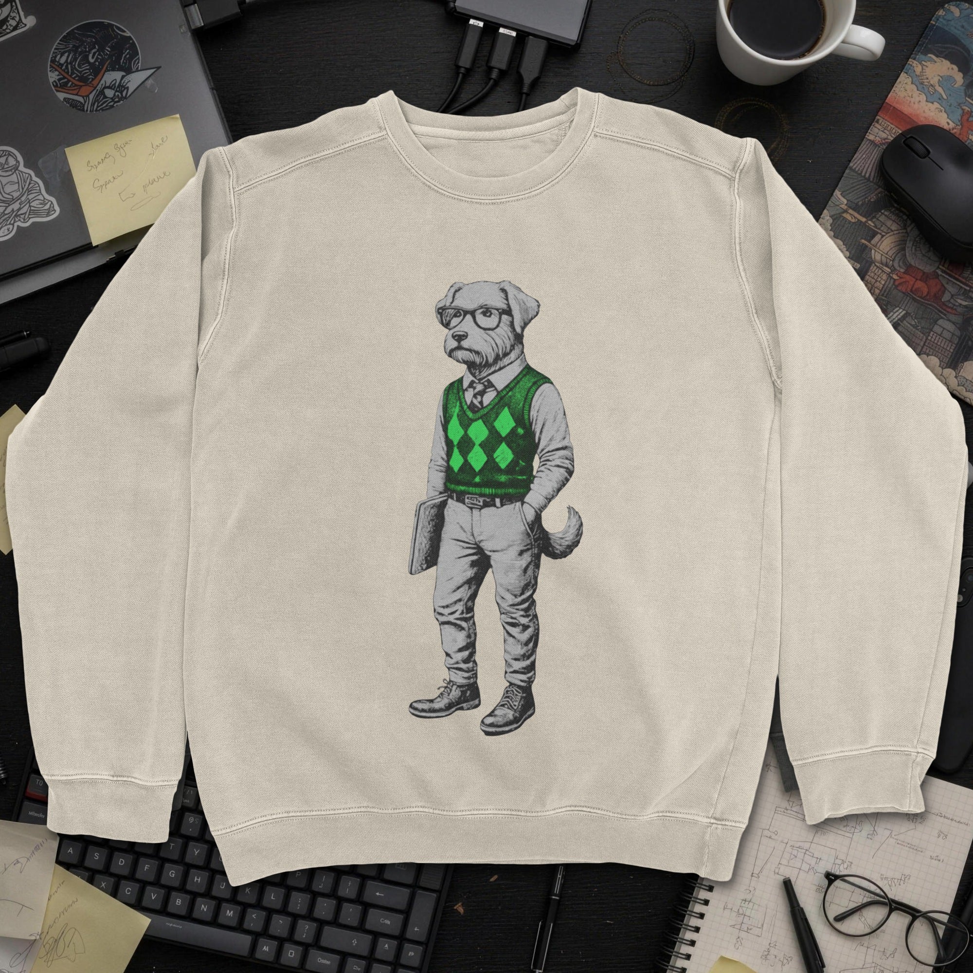 Dog In Sweater Sweatshirt - Sand mockup