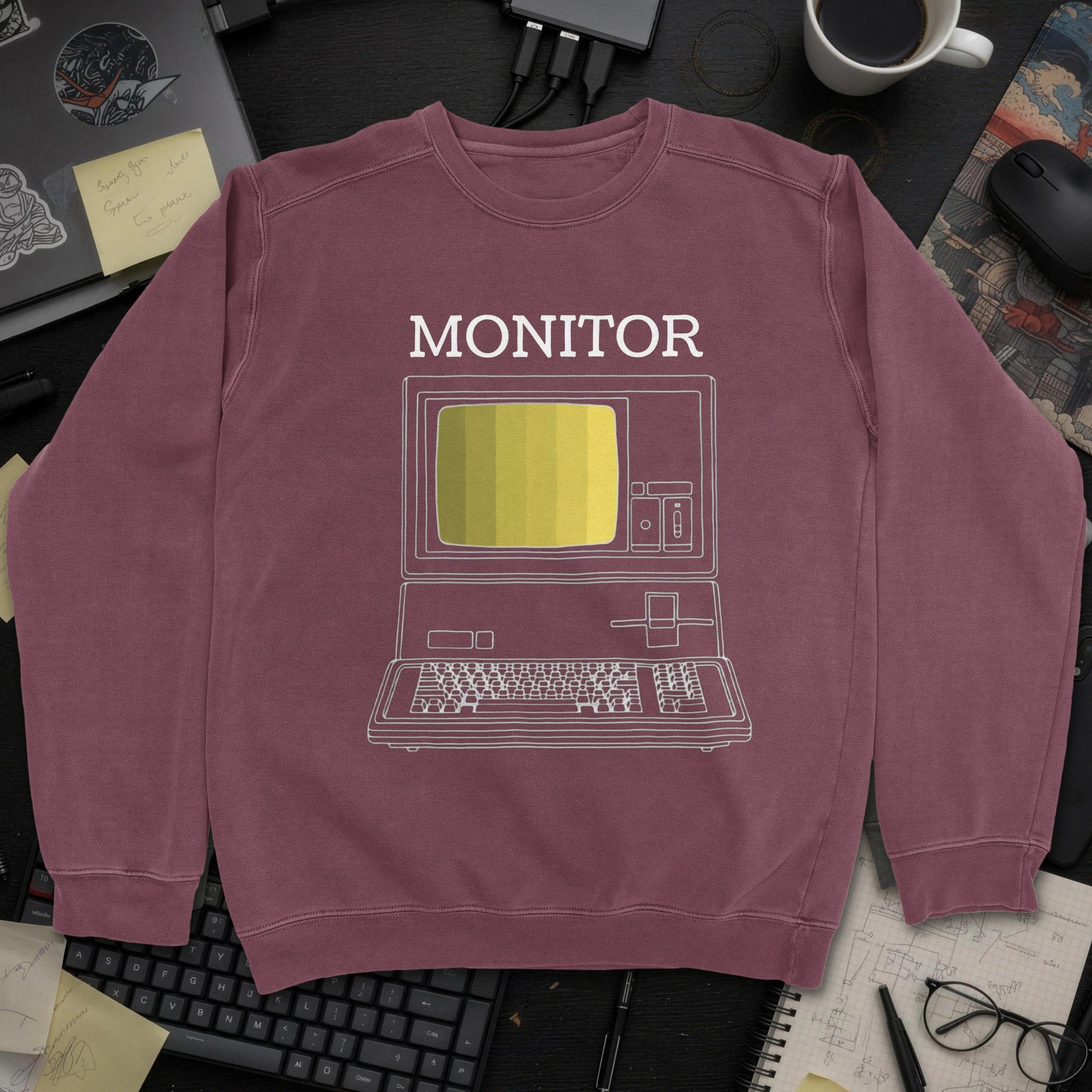 Monitor Sweatshirt - Maroon mockup