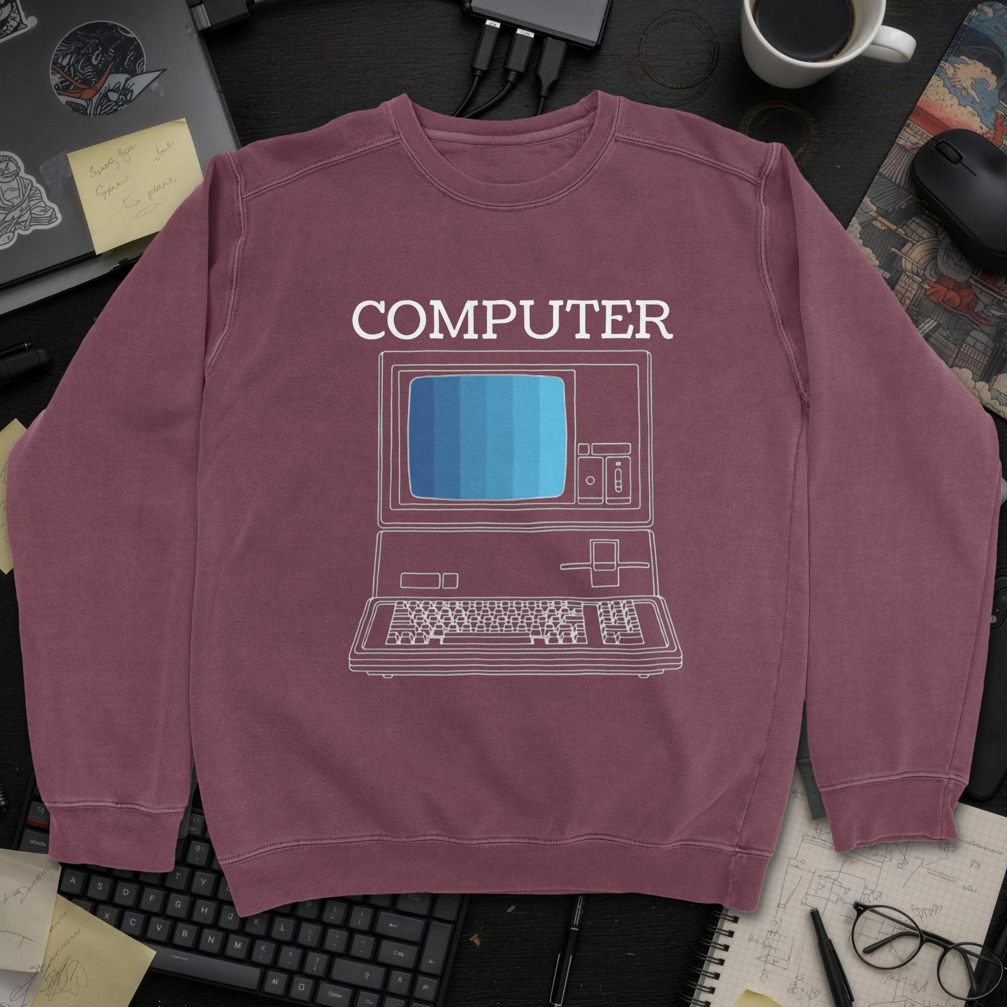 Computer Sweatshirt - Maroon mockup