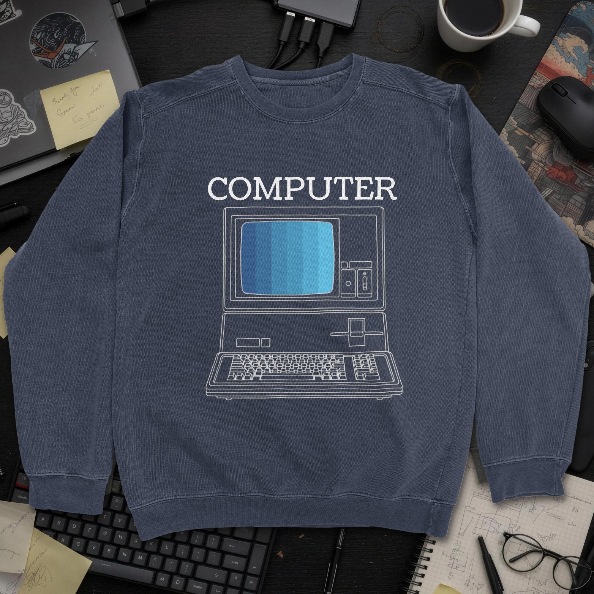 Computer Sweatshirt - Navy mockup