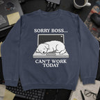 Sorry Boss Cant Work Today Dog Sweatshirt - Navy mockup