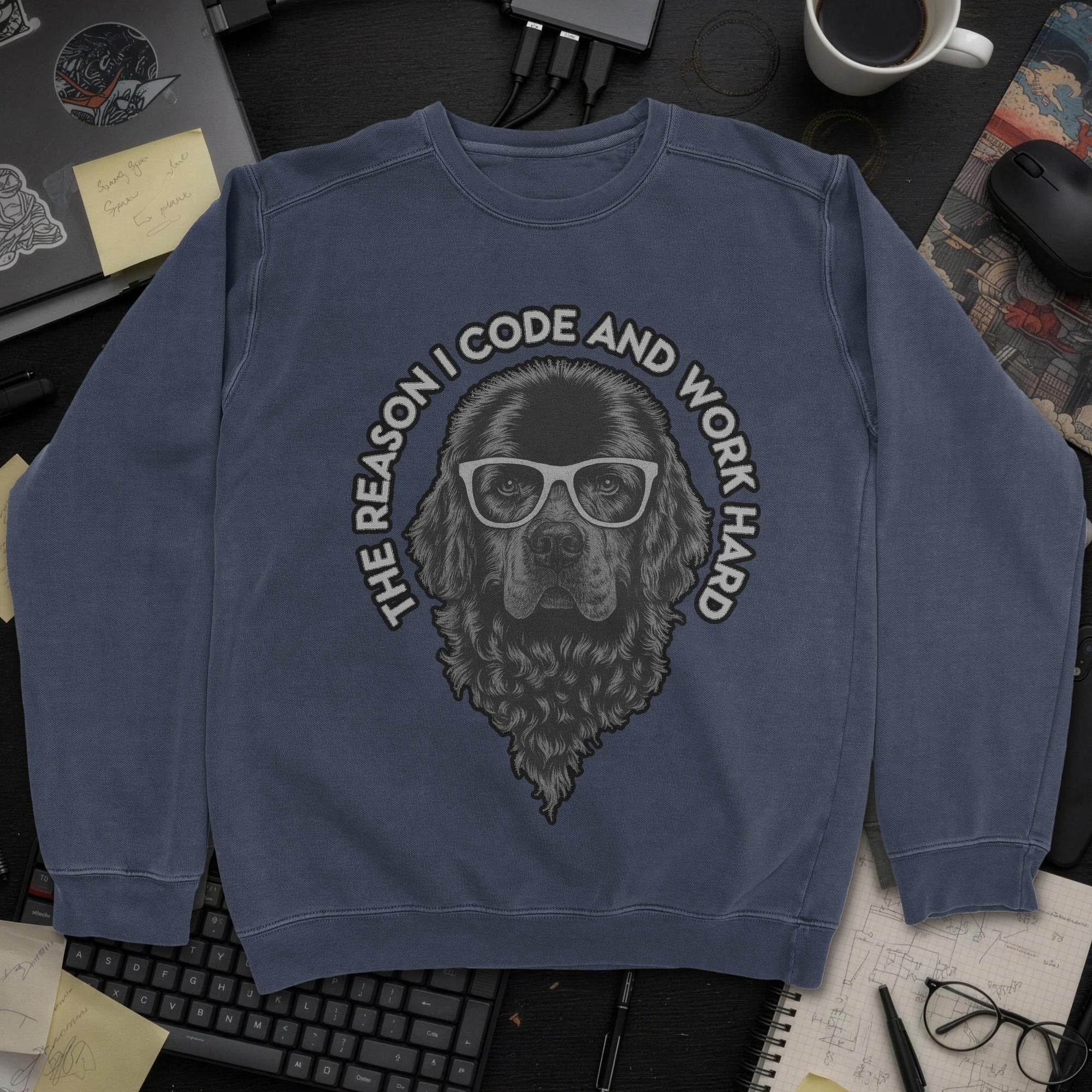 The Reason I Code Dog Sweatshirt - Navy mockup
