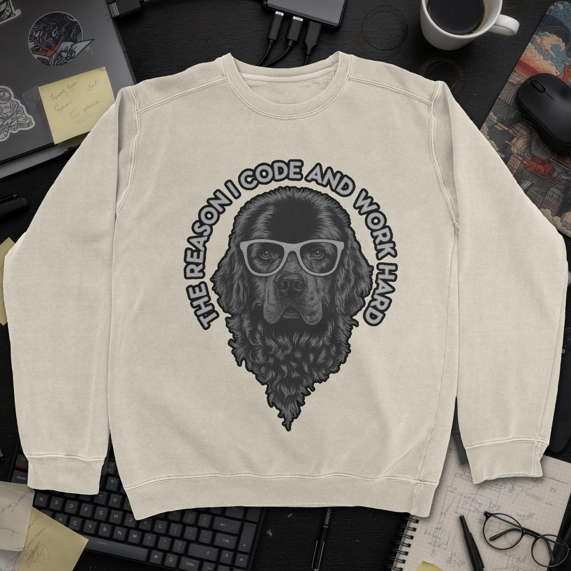 The Reason I Code Dog Sweatshirt - Sand mockup