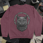 The Reason I Code Cat Sweatshirt - Maroon mockup