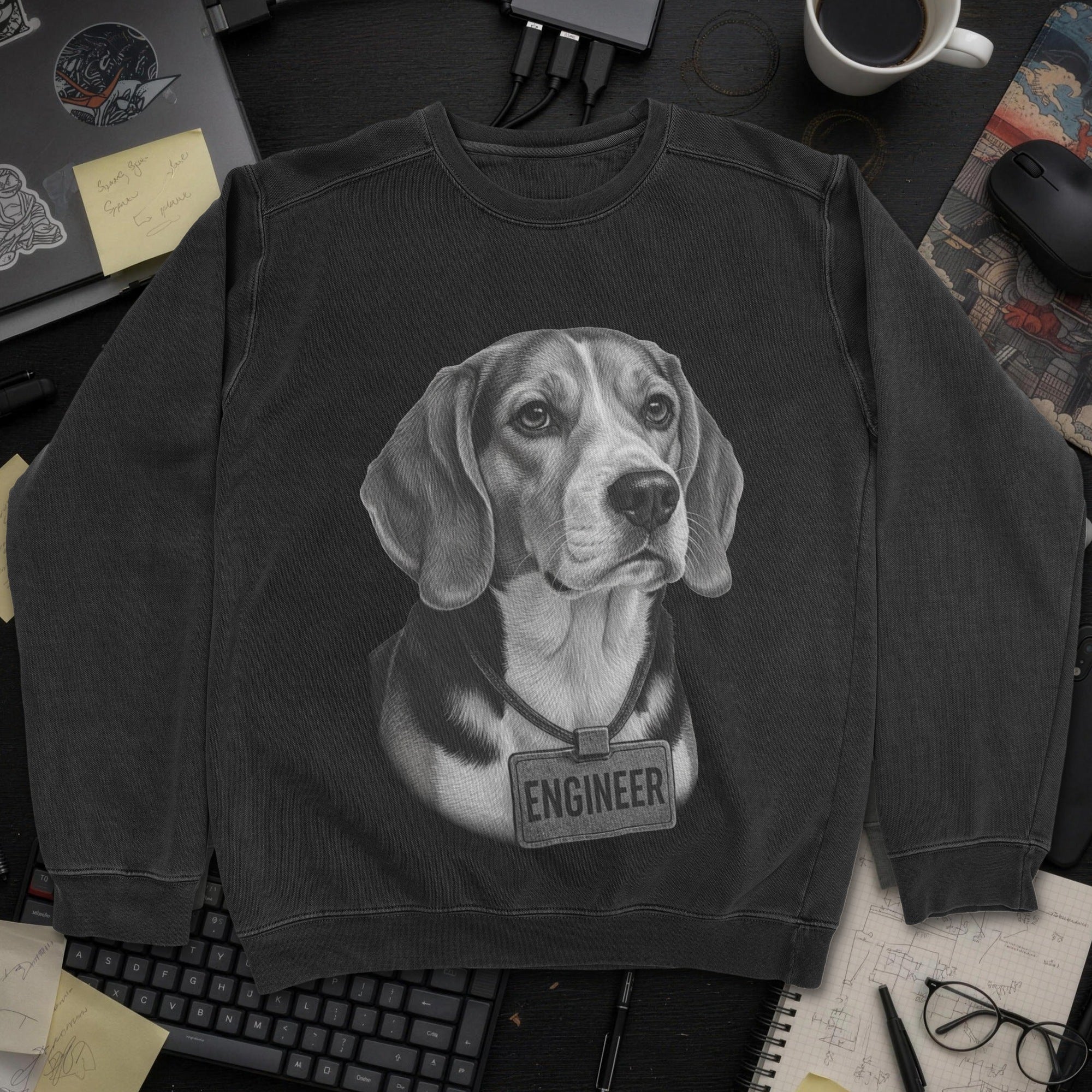 Dog Engineer Sweatshirt - Black mockup