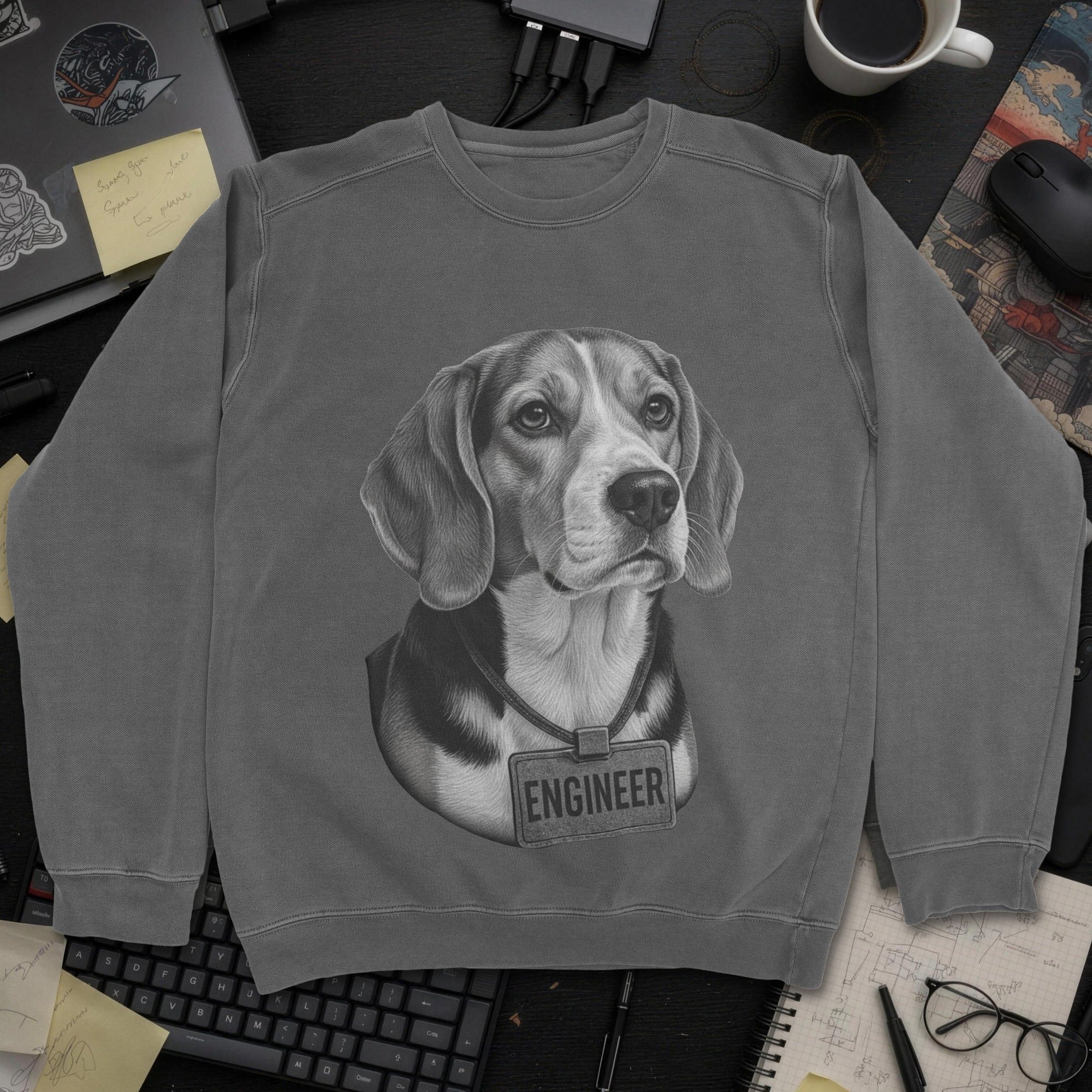 Dog Engineer Sweatshirt - Dark Heather mockup