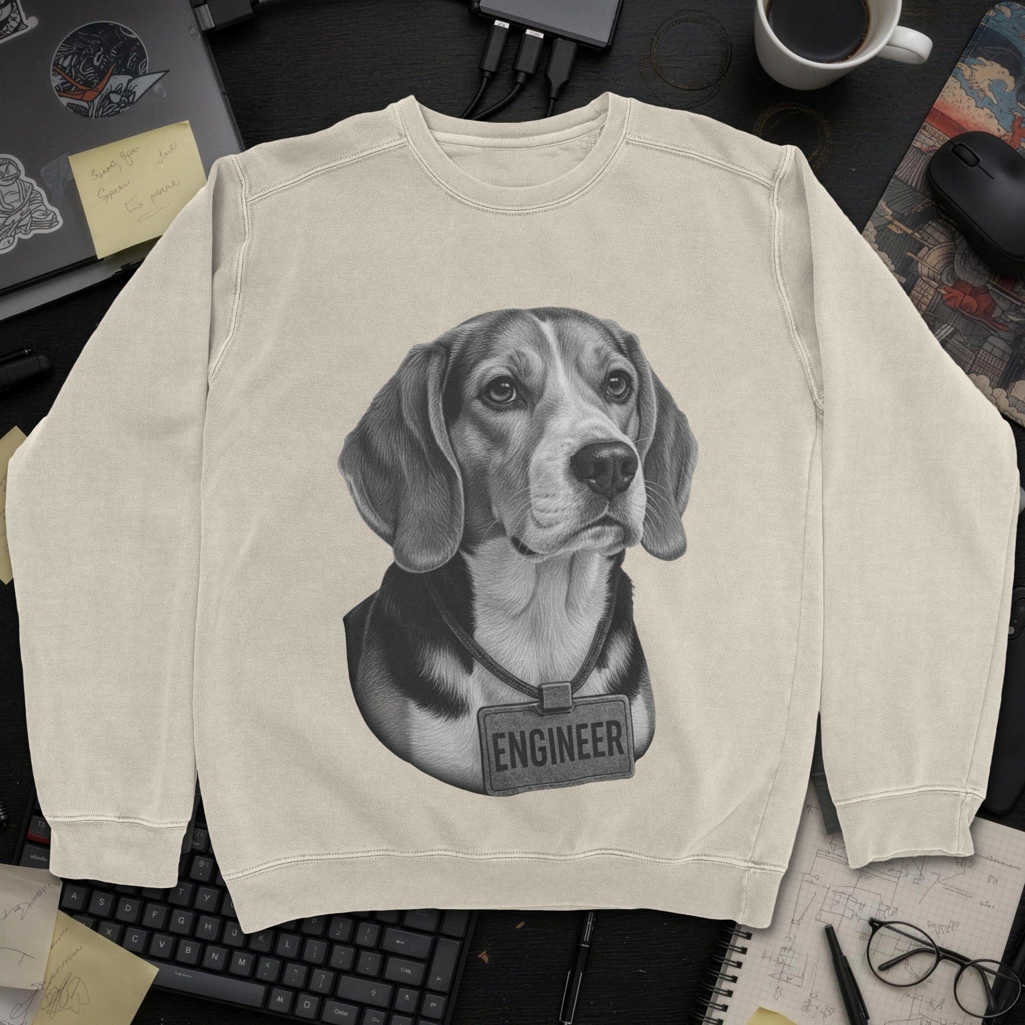 Dog Engineer Sweatshirt - Sand mockup