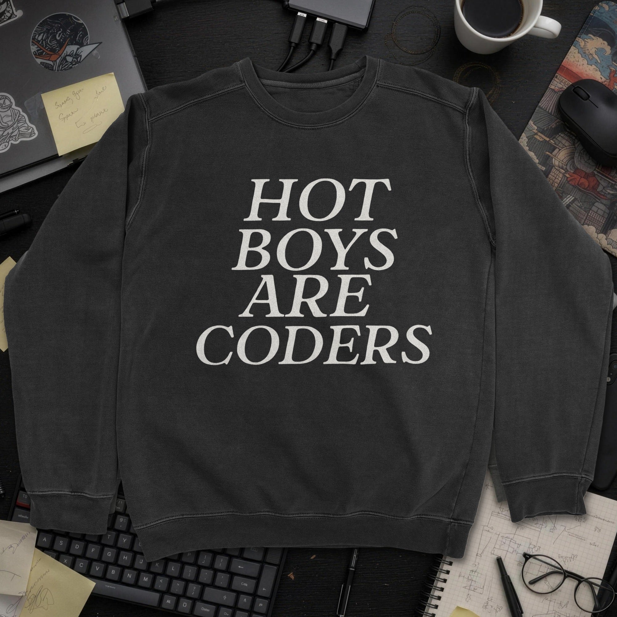Hot Boys Are Coders Sweatshirt - Black mockup