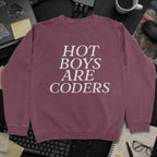 Hot Boys Are Coders Sweatshirt - Maroon mockup