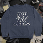 Hot Boys Are Coders Sweatshirt - Navy mockup