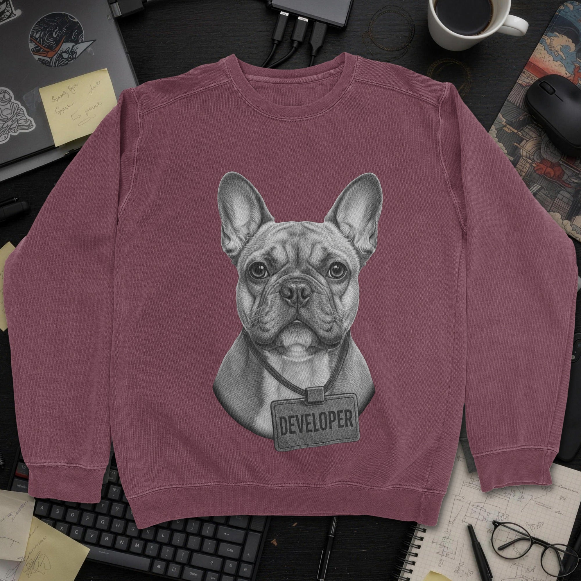 Dog Developer Sweatshirt - Maroon mockup