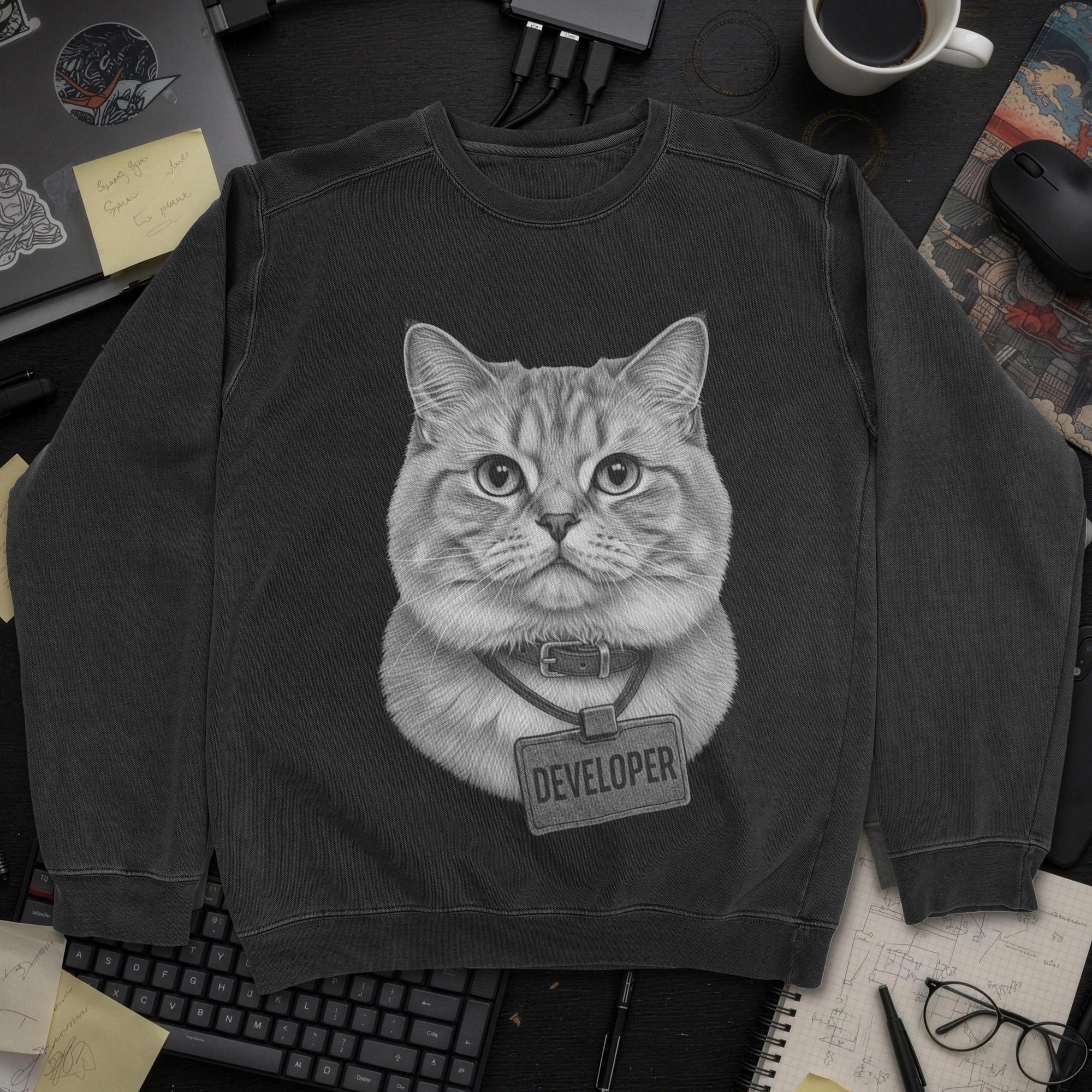Cat Developer Sweatshirt - Black mockup