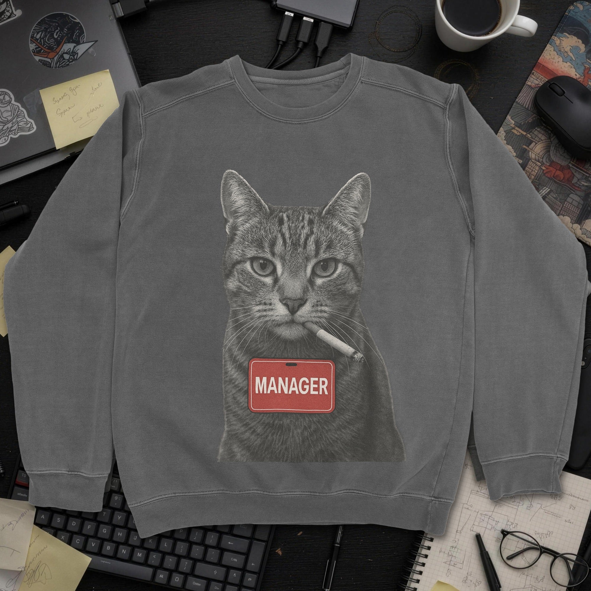 Cat Manager Sweatshirt - Dark Heather mockup
