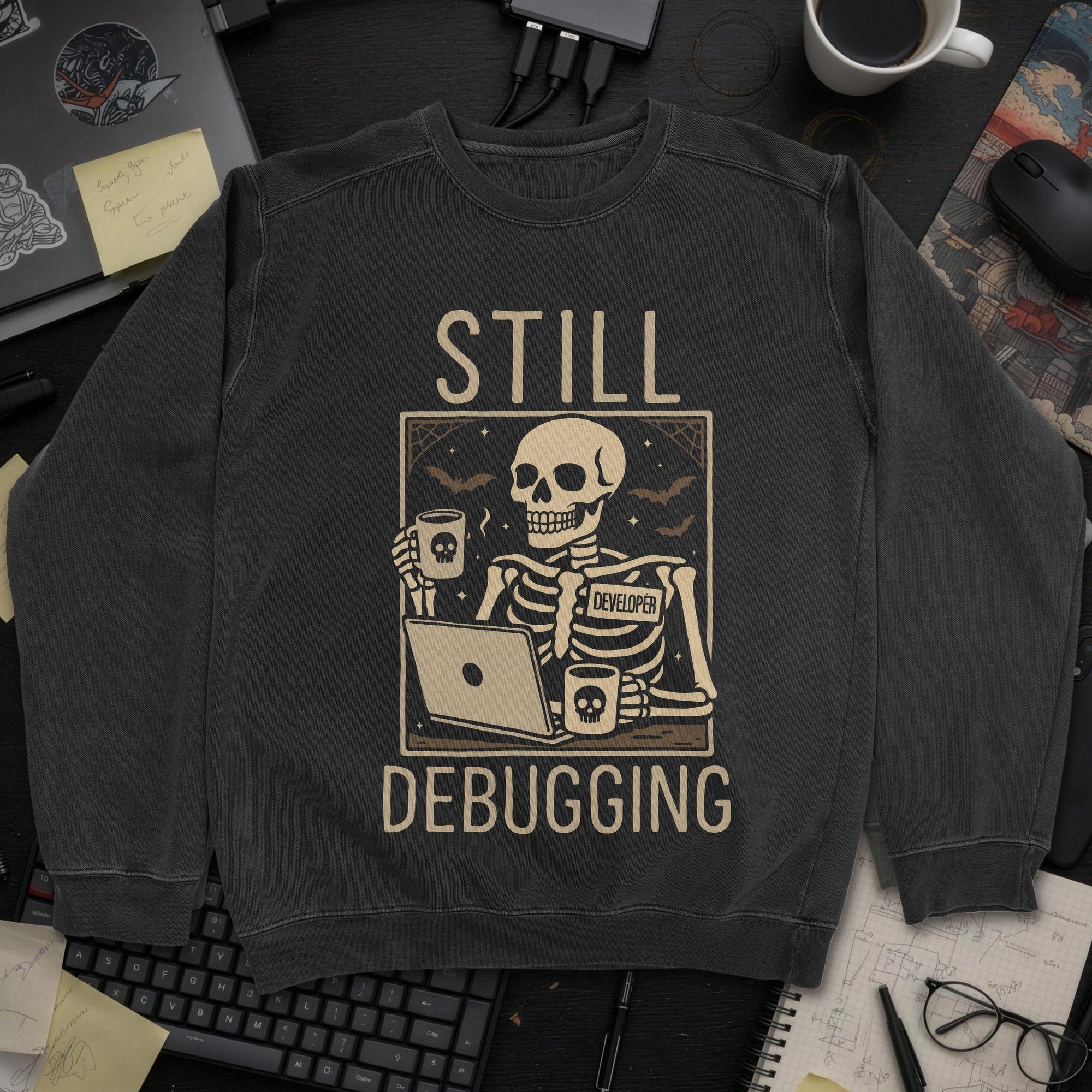 Still Debugging Sweatshirt - Black mockup