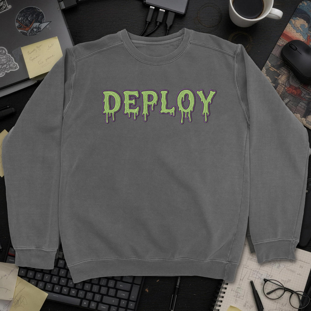 Deploy Sweatshirt - Dark Heather mockup