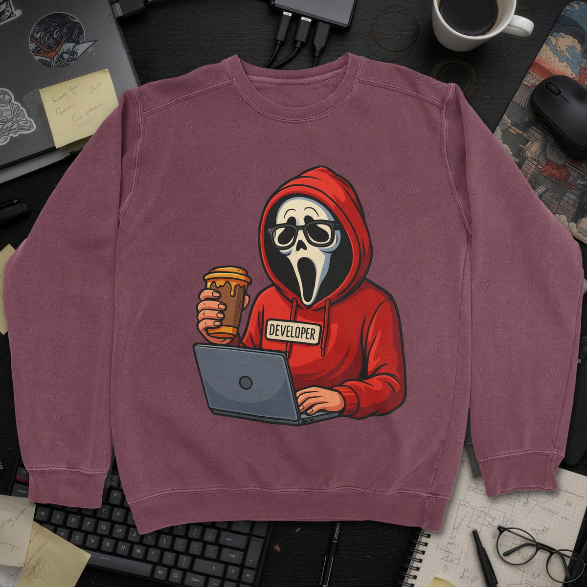 Scream Developer Sweatshirt - Maroon mockup
