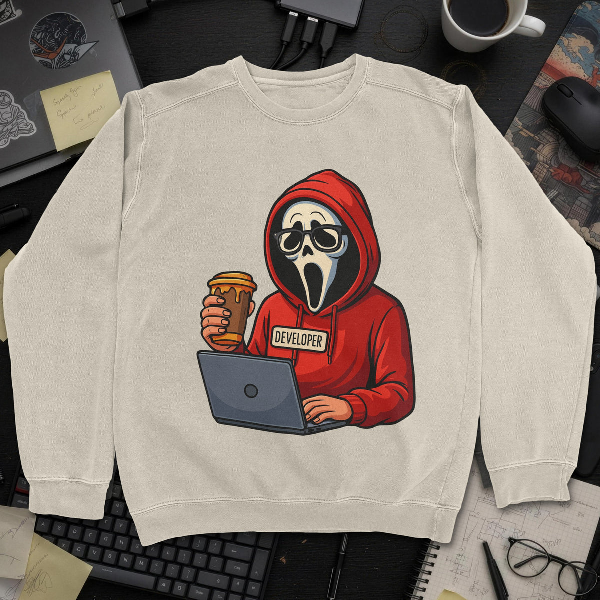 Scream Developer Sweatshirt - Sand mockup
