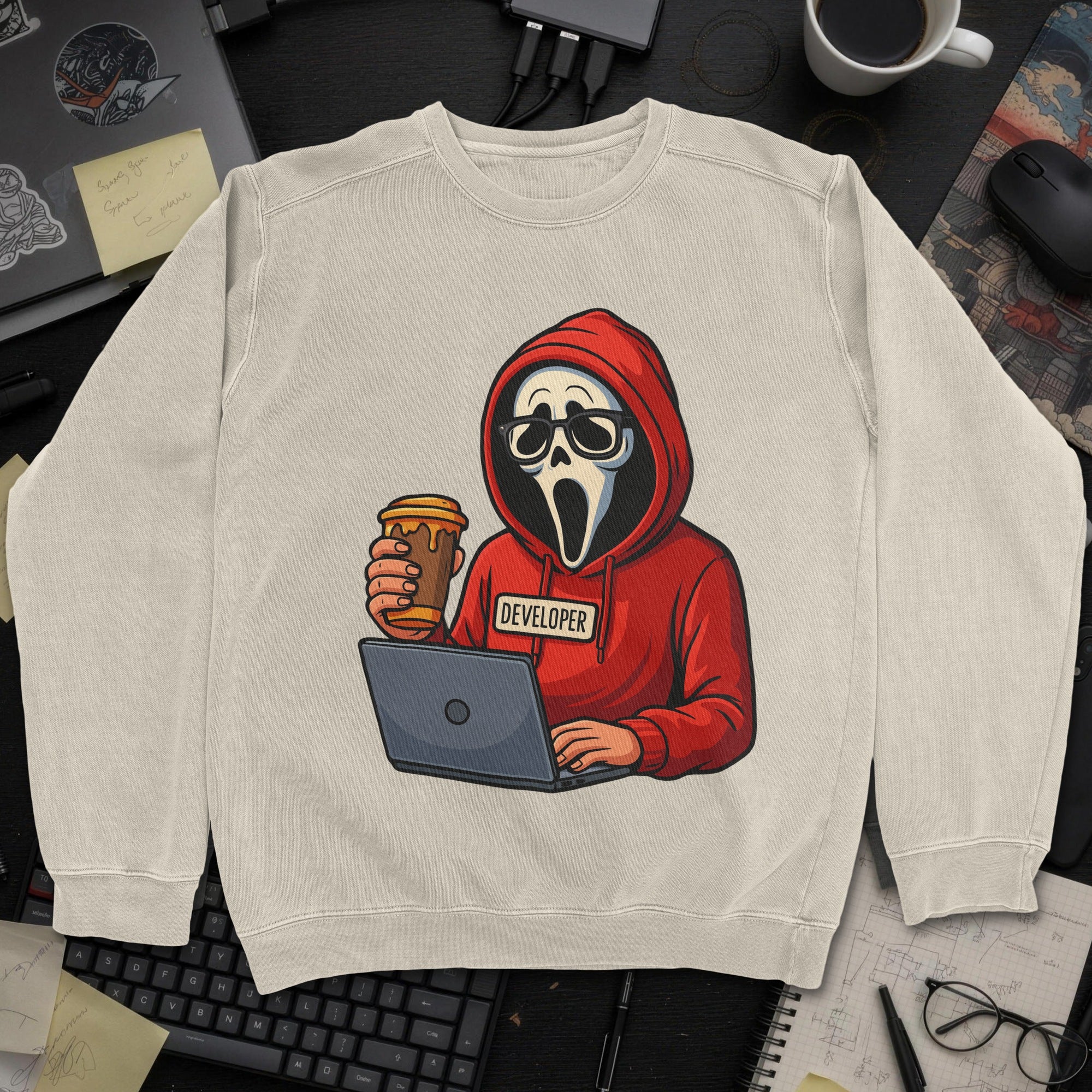 Scream Developer Sweatshirt - Sand mockup