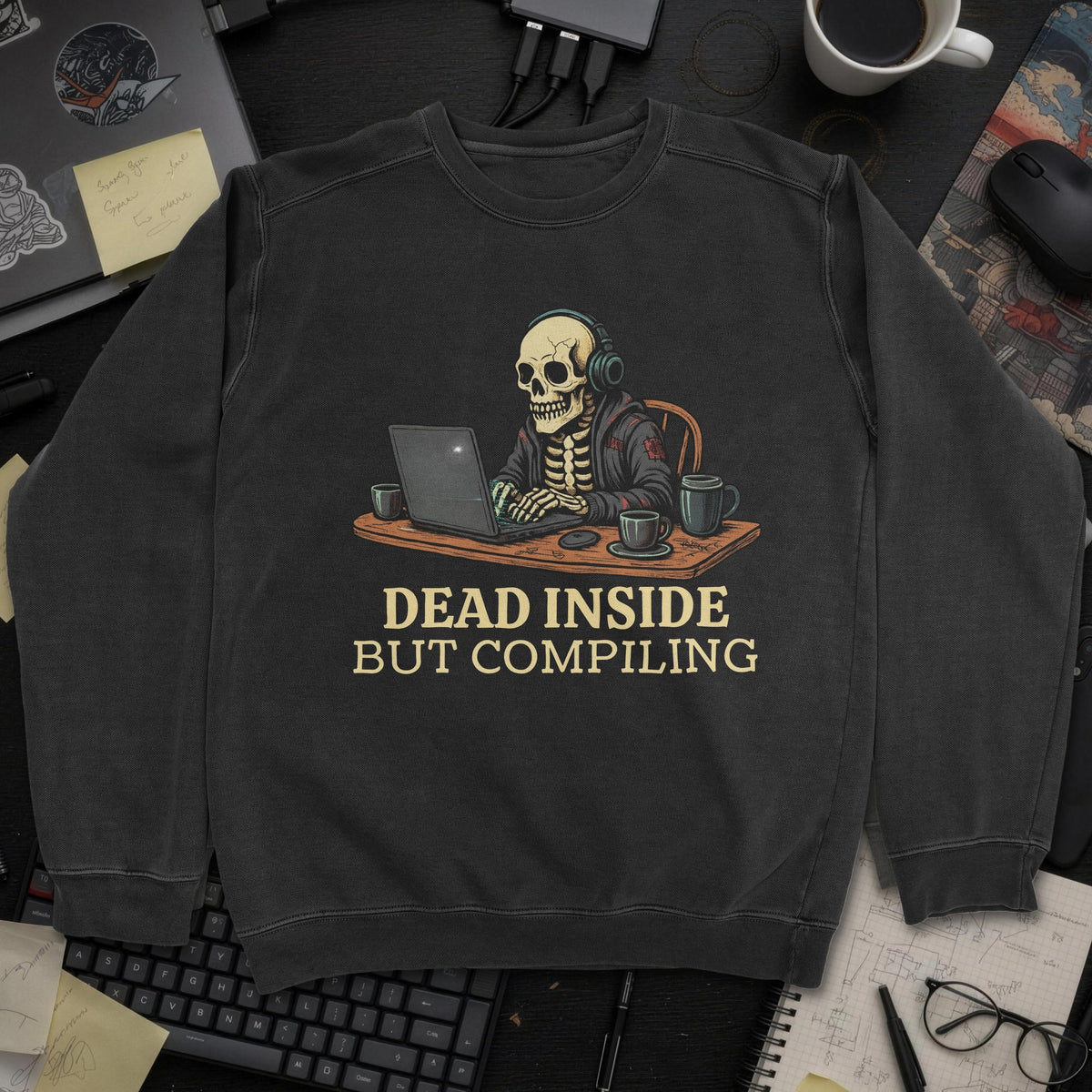 Dead Inside But Compiling Sweatshirt - Black mockup