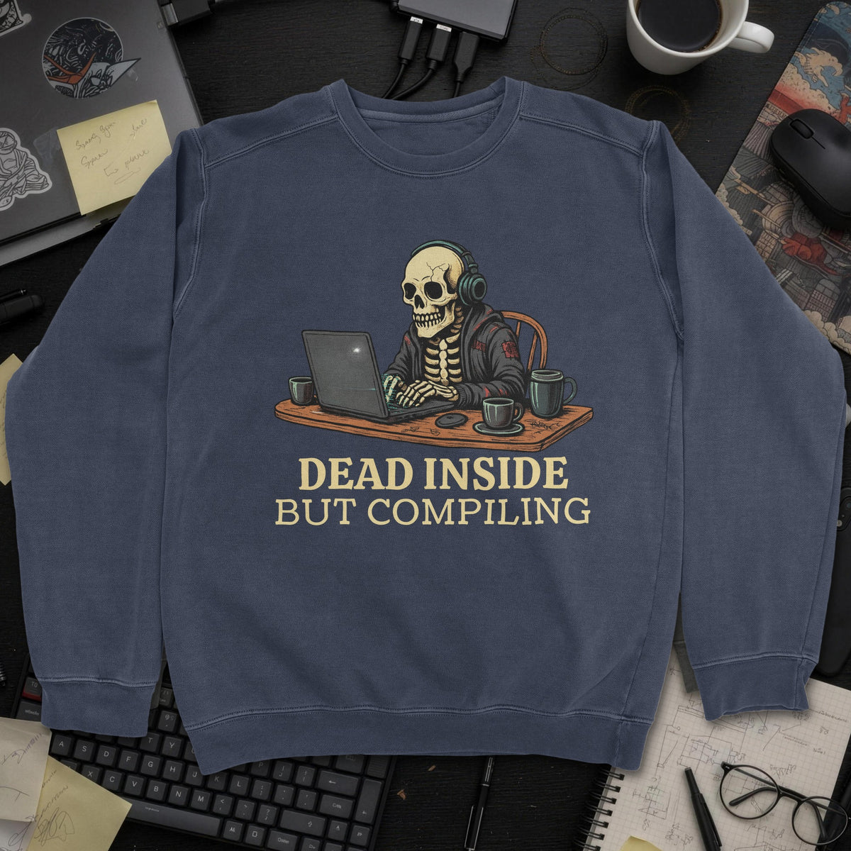 Dead Inside But Compiling Sweatshirt - Navy mockup