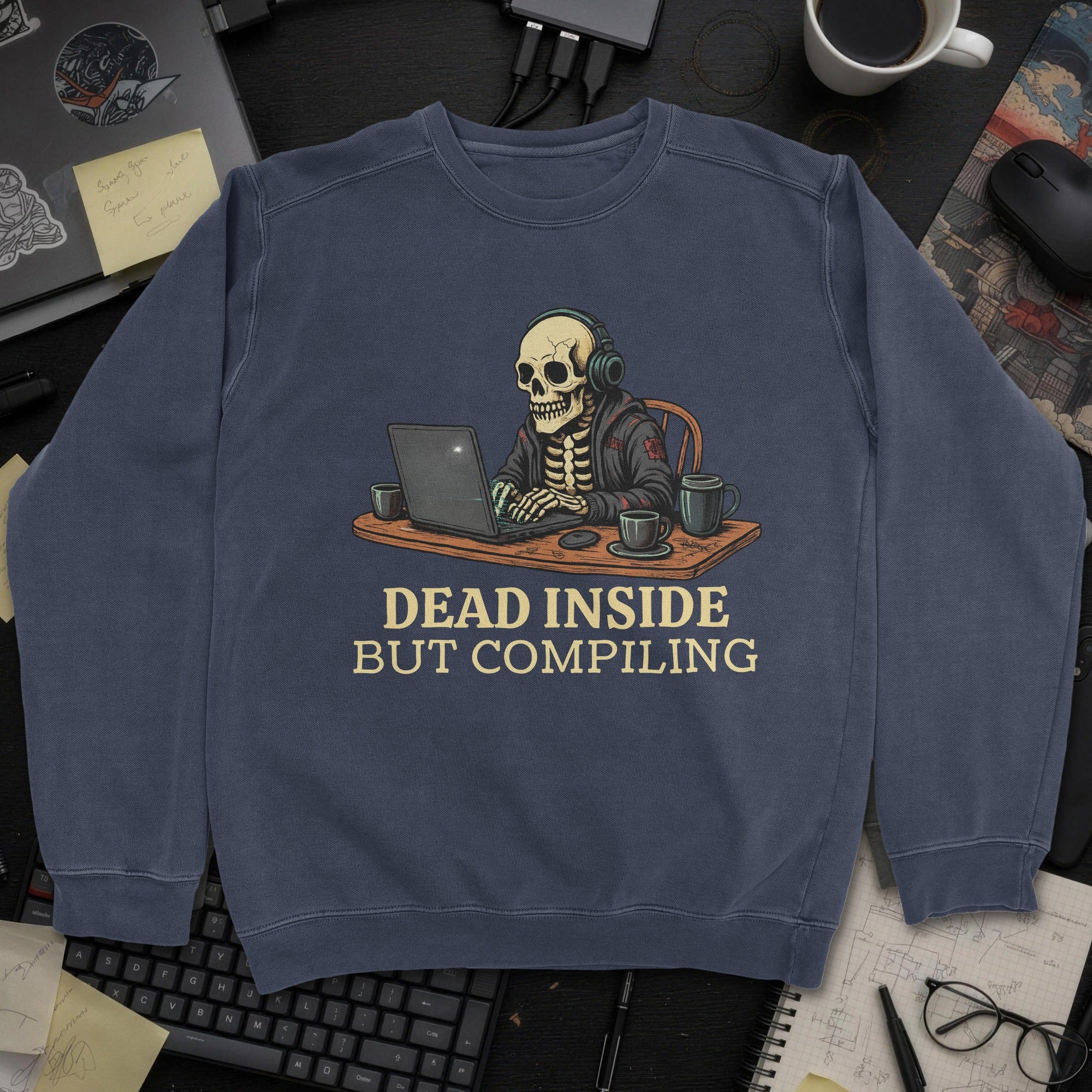 Dead Inside But Compiling Sweatshirt - Navy mockup