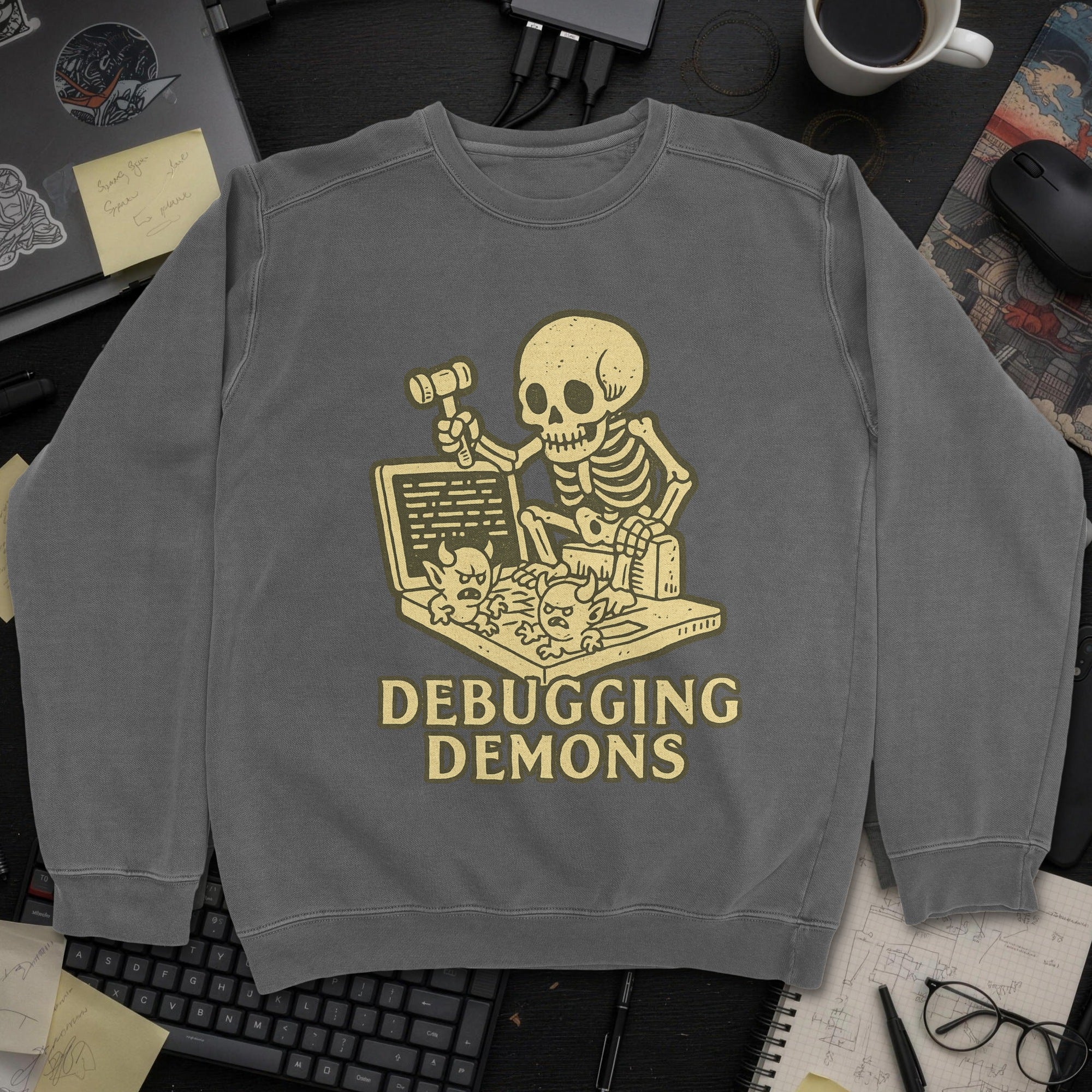 Debugging Demons Sweatshirt - Dark Heather mockup
