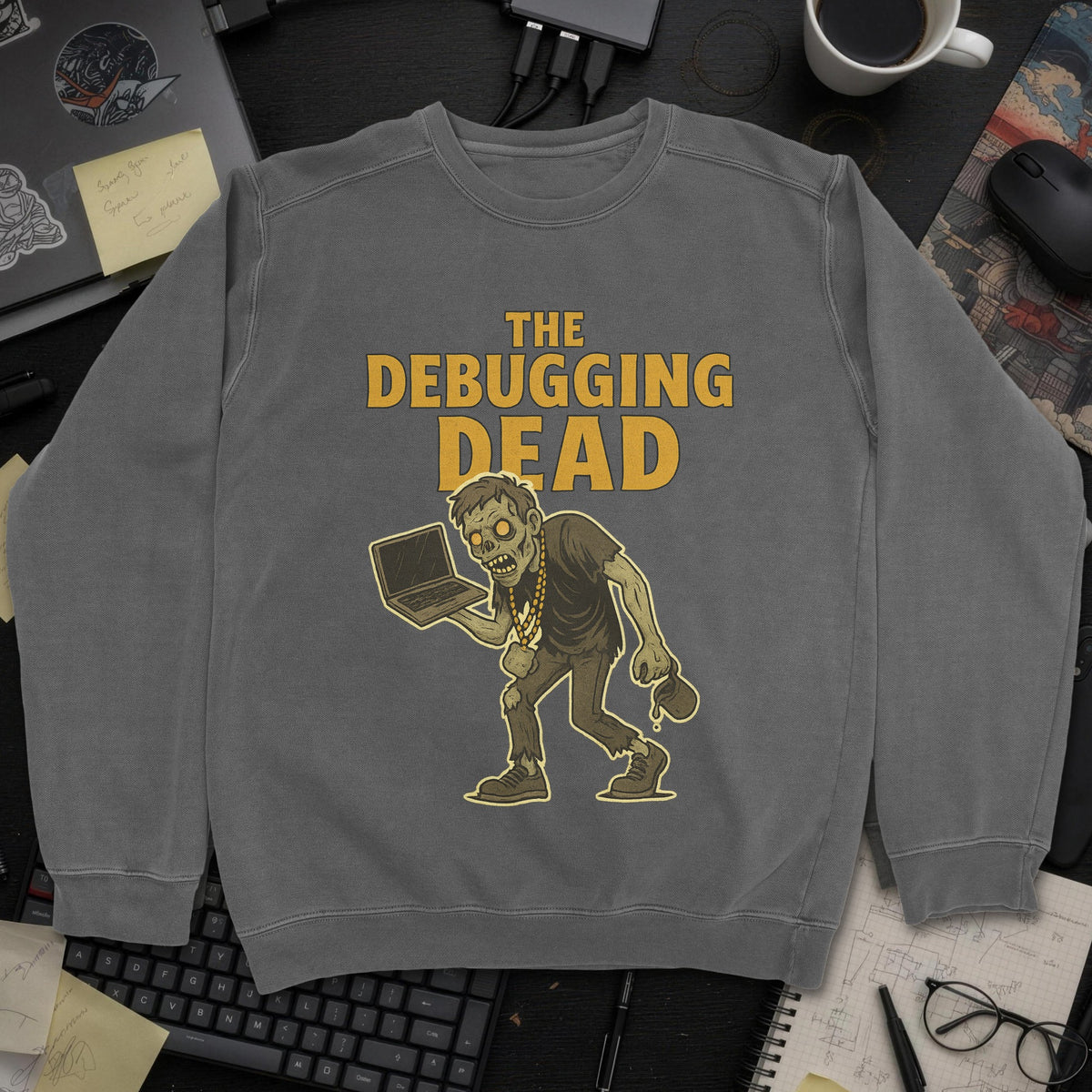 The Debugging Dead Sweatshirt - Dark Heather mockup