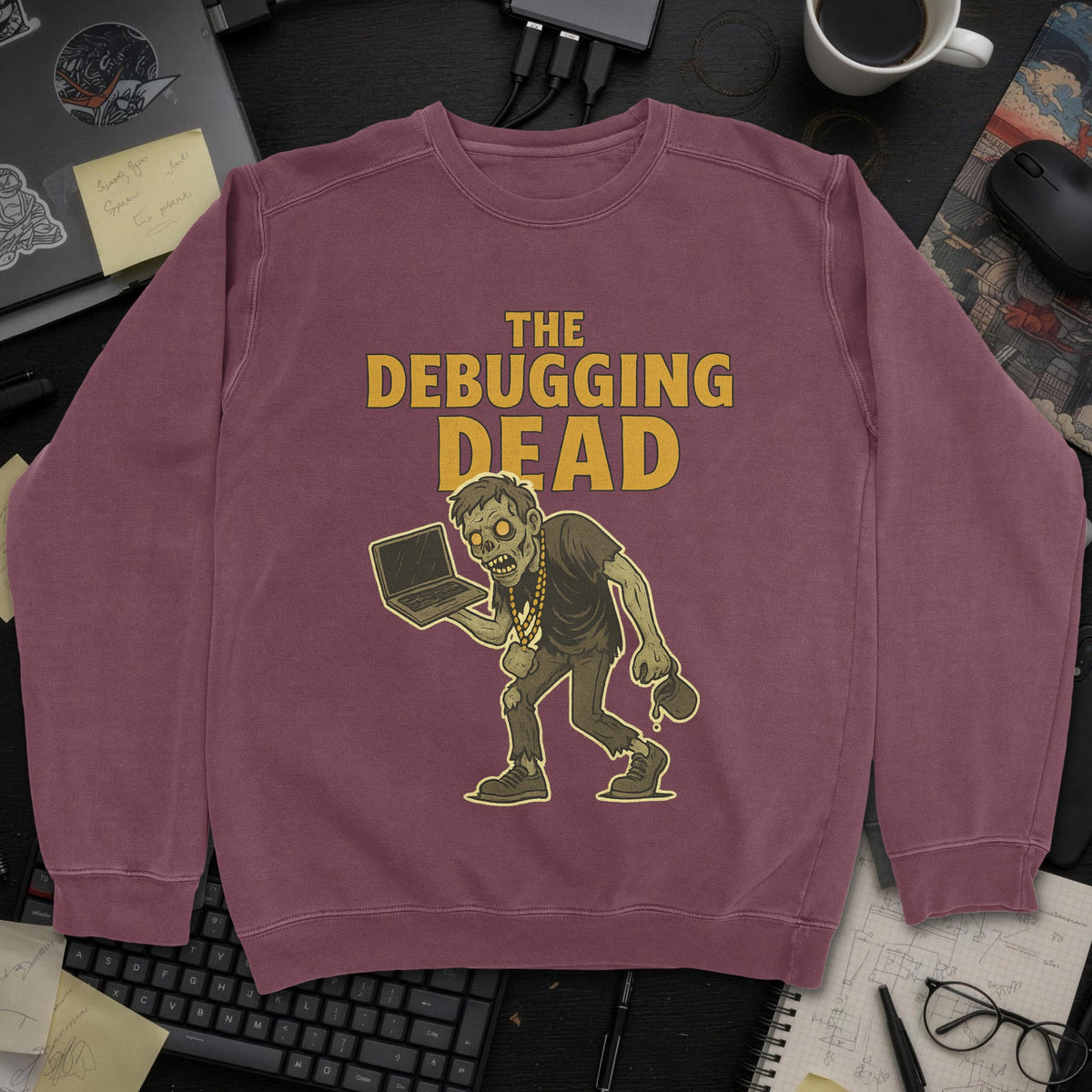The Debugging Dead Sweatshirt - Maroon mockup