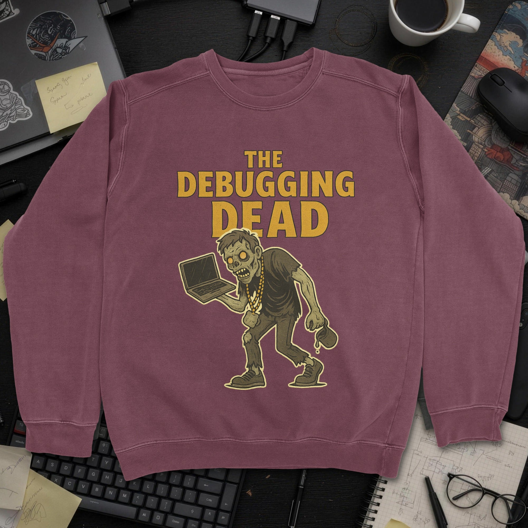 The Debugging Dead Sweatshirt - Maroon mockup