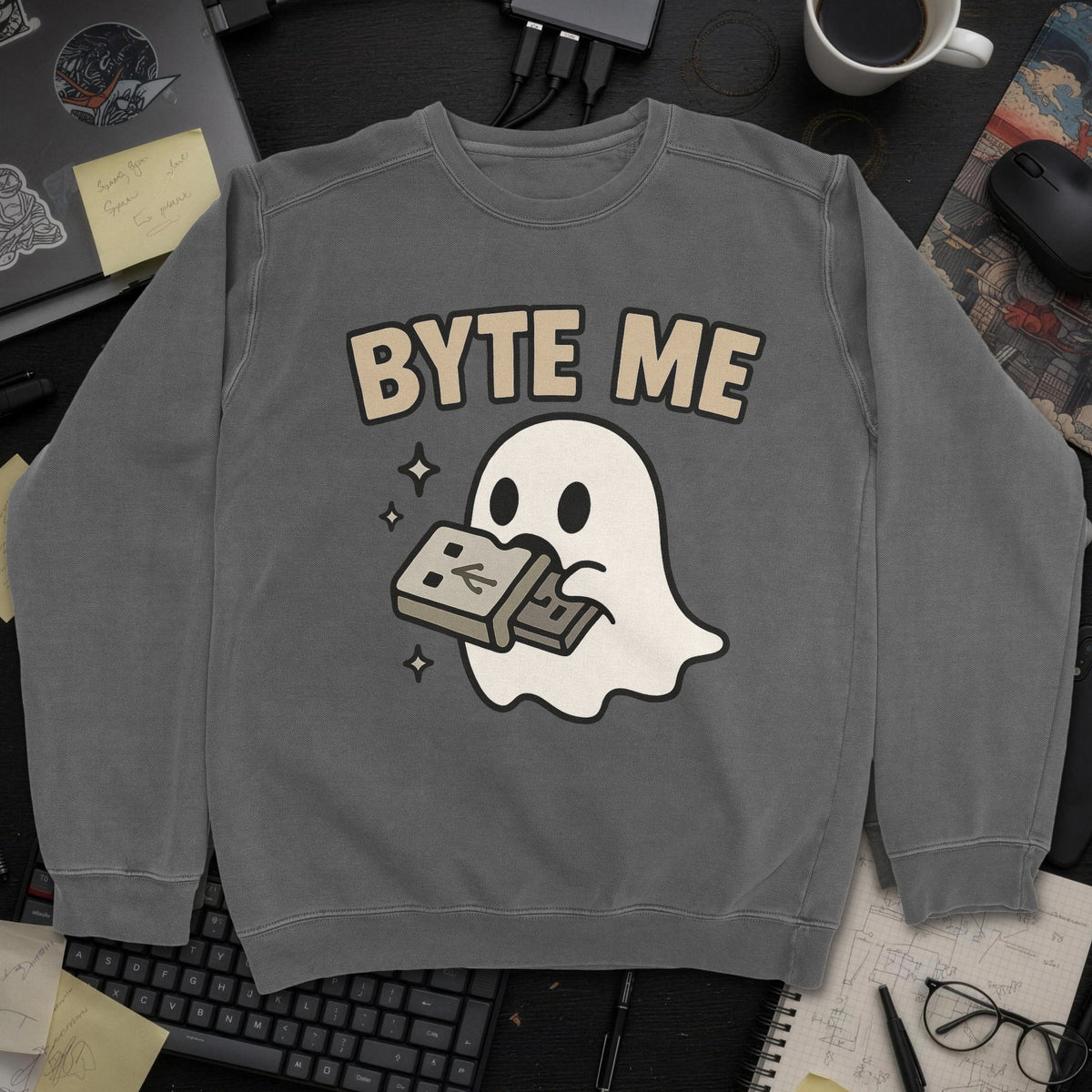 Byte Me Sweatshirt - Dark Heather mockup