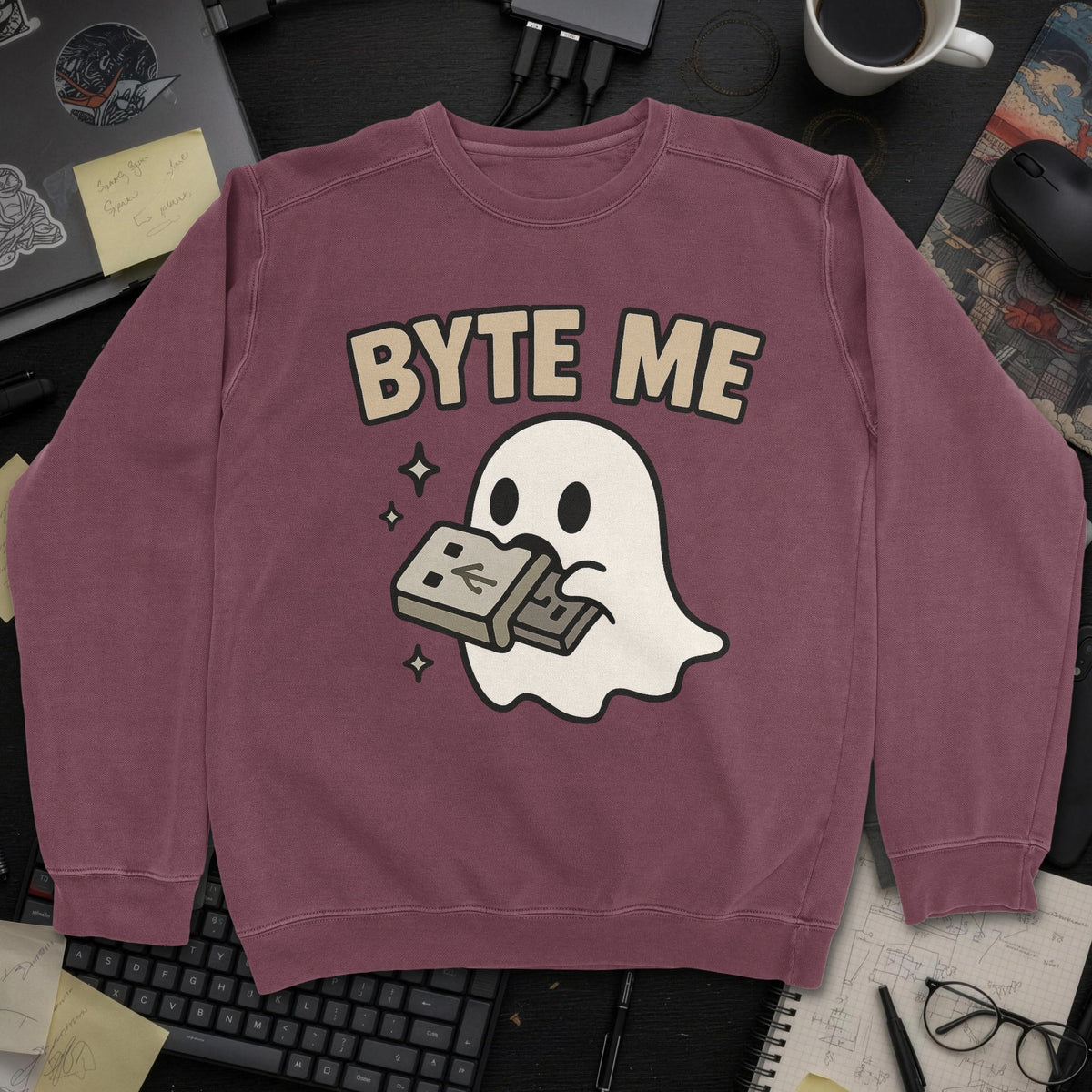 Byte Me Sweatshirt - Maroon mockup
