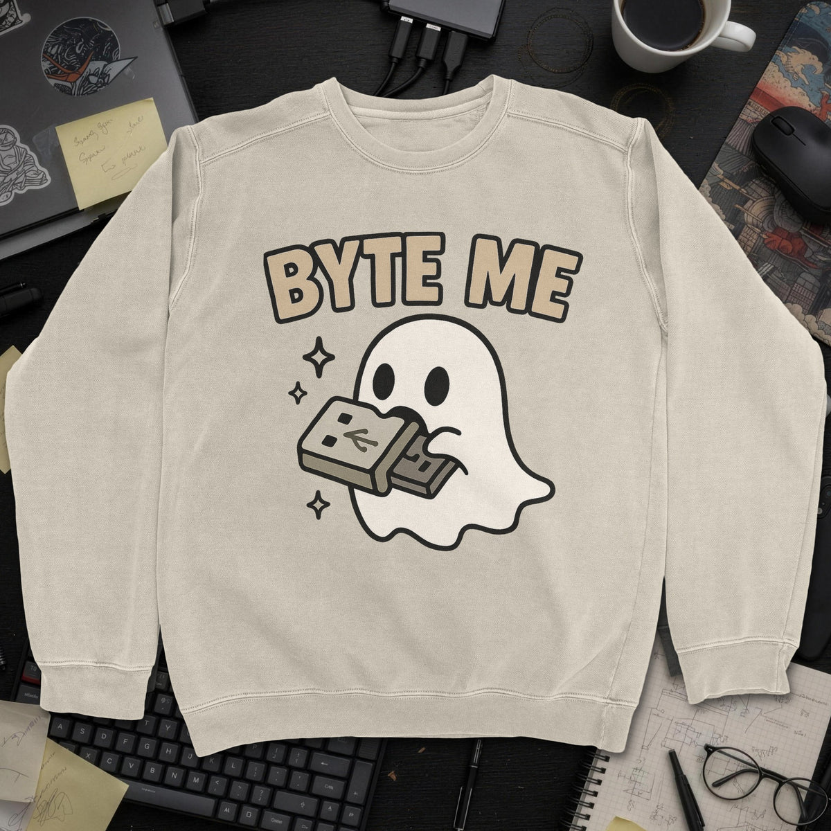 Byte Me Sweatshirt - Sand mockup