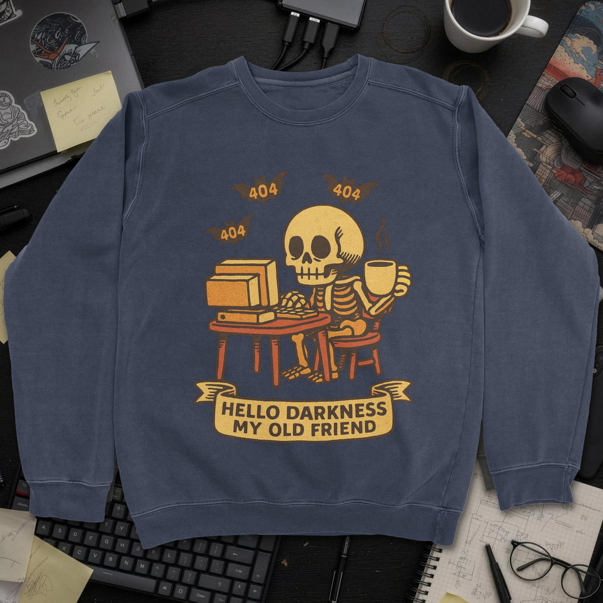 Hello Darkness My Old Friend Sweatshirt - Navy mockup