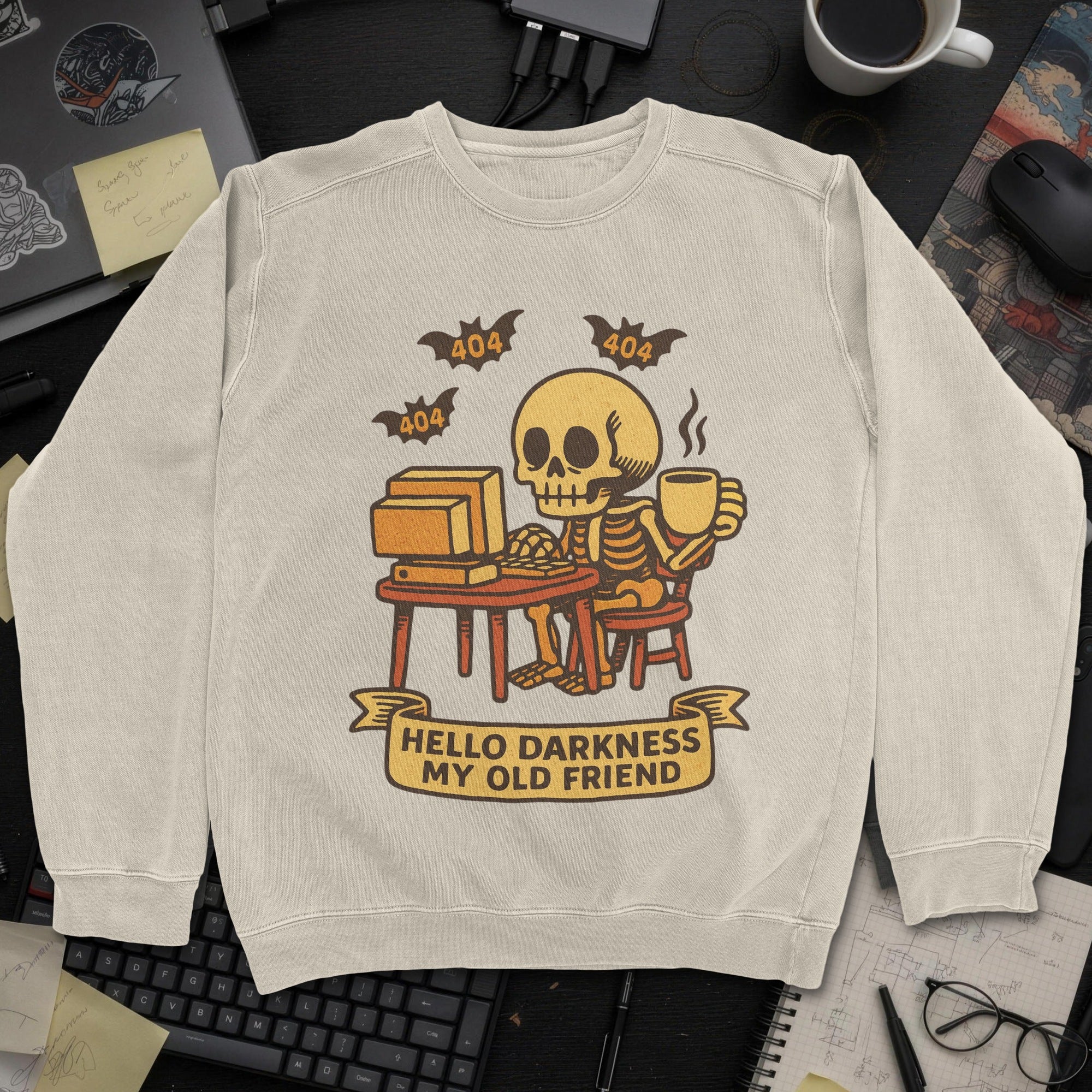 Hello Darkness My Old Friend Sweatshirt - Sand mockup