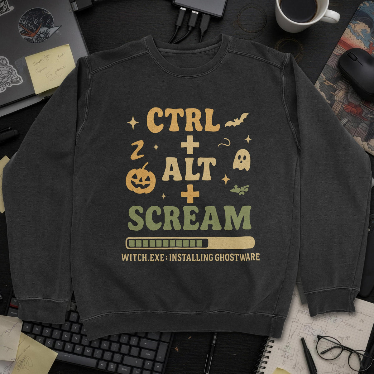 Ctrl Alt Scream Sweatshirt - Black mockup
