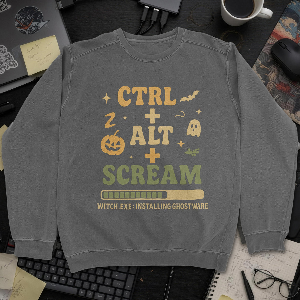 Ctrl Alt Scream Sweatshirt - Dark Heather mockup