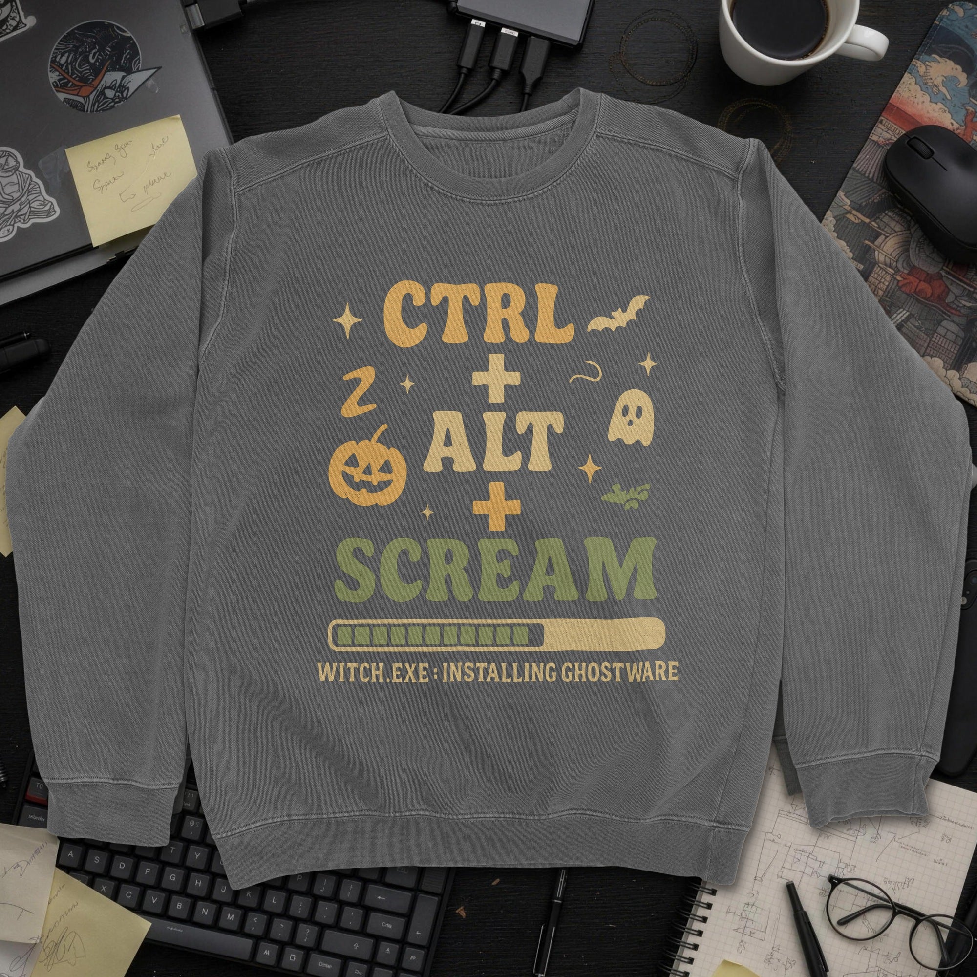 Ctrl Alt Scream Sweatshirt - Dark Heather mockup