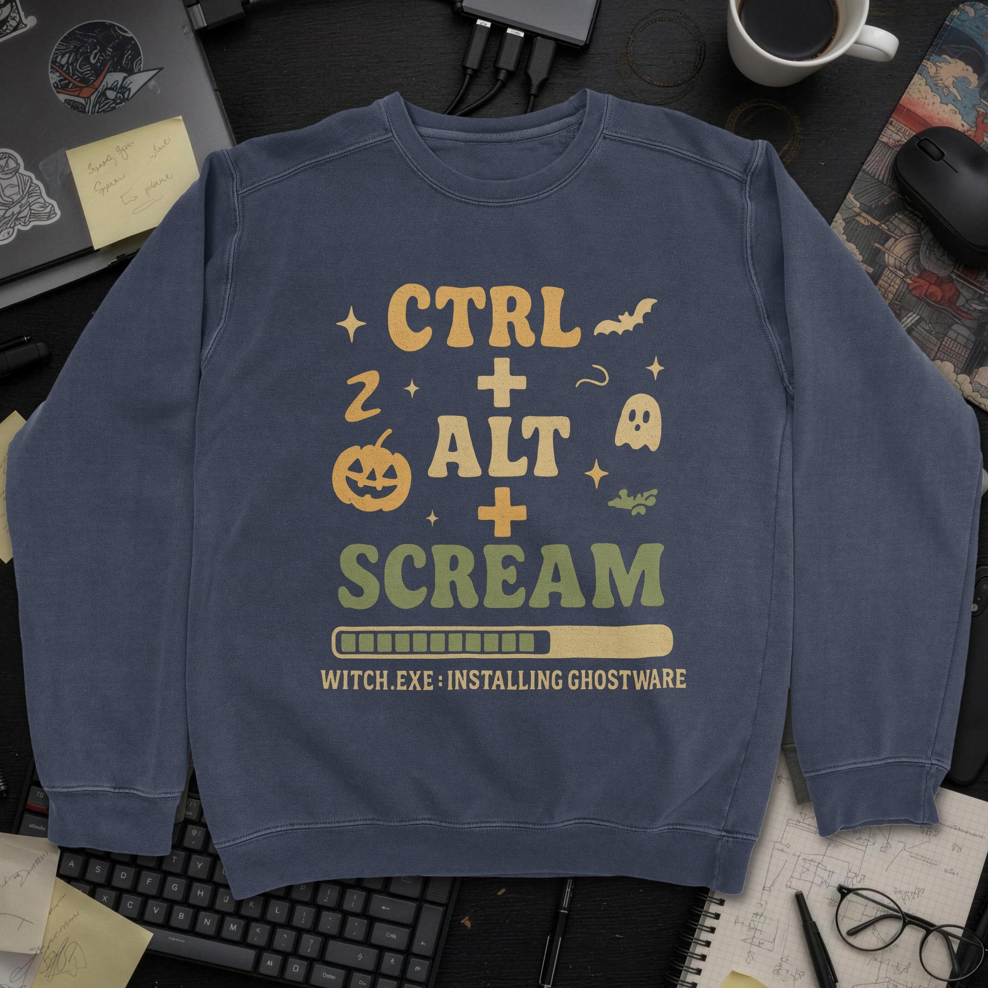Ctrl Alt Scream Sweatshirt - Navy mockup