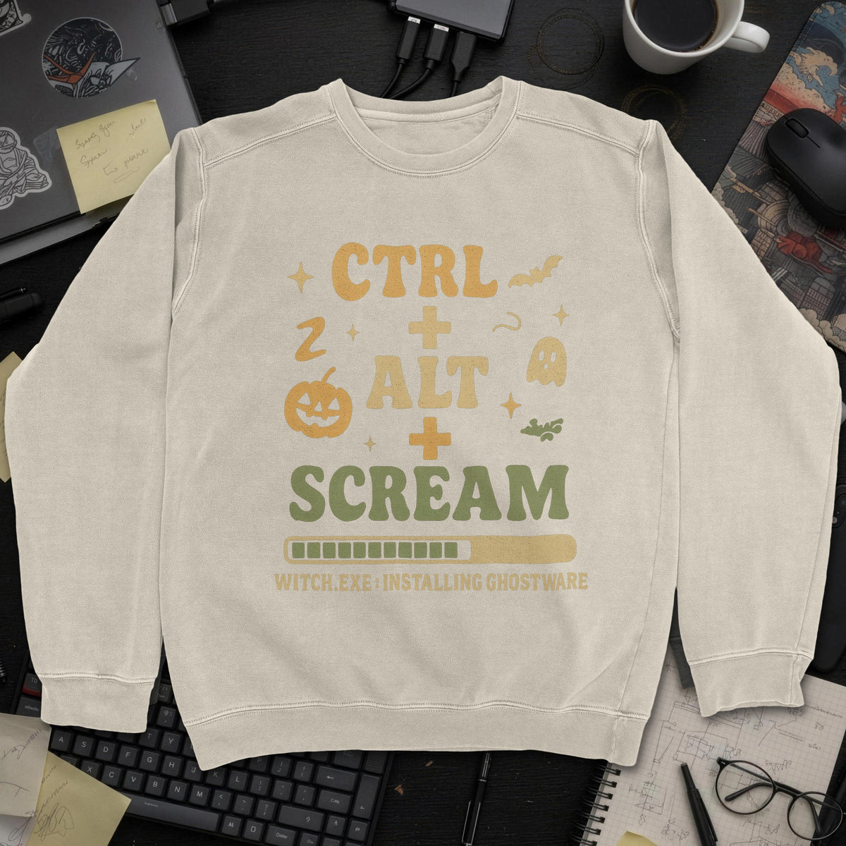 Ctrl Alt Scream Sweatshirt - Sand mockup