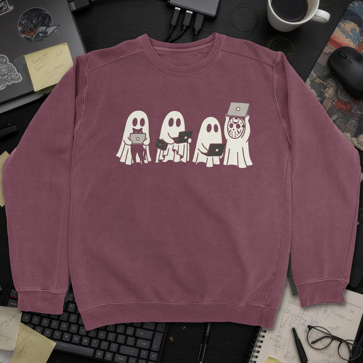Ghost Team Sweatshirt - Maroon mockup