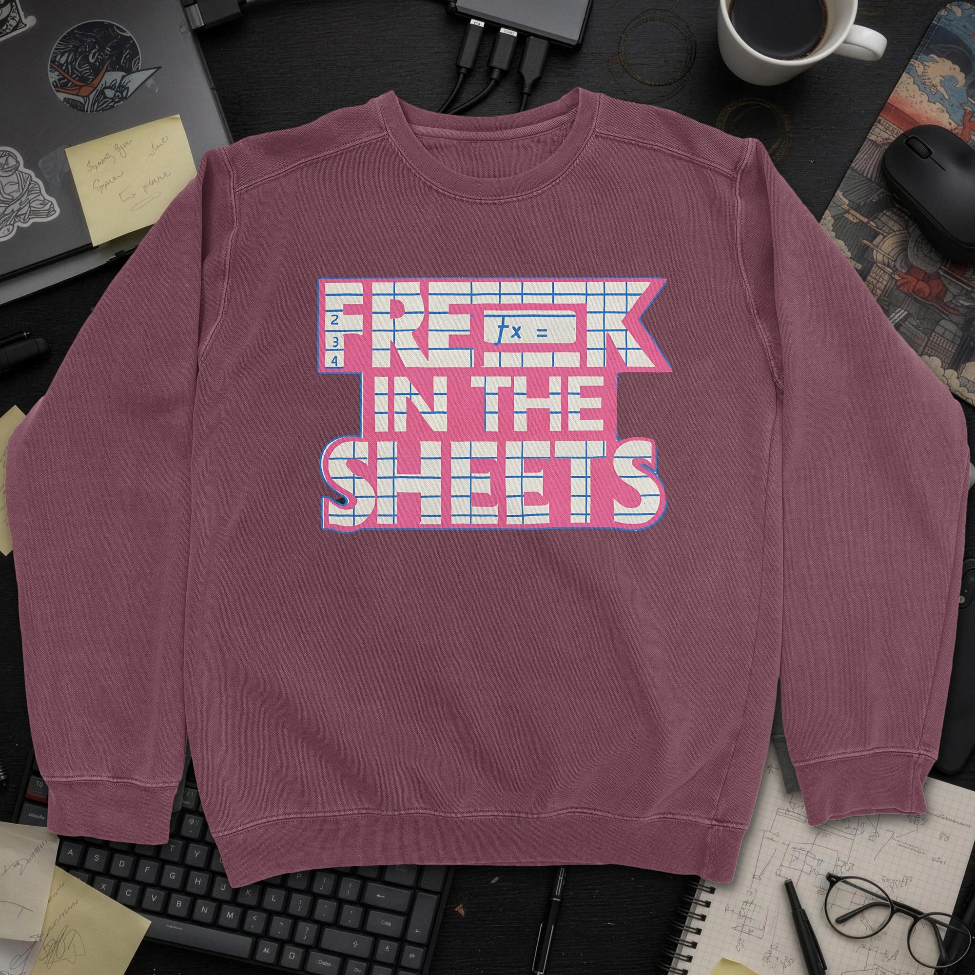 Freak In The Sheets Sweatshirt - Maroon mockup