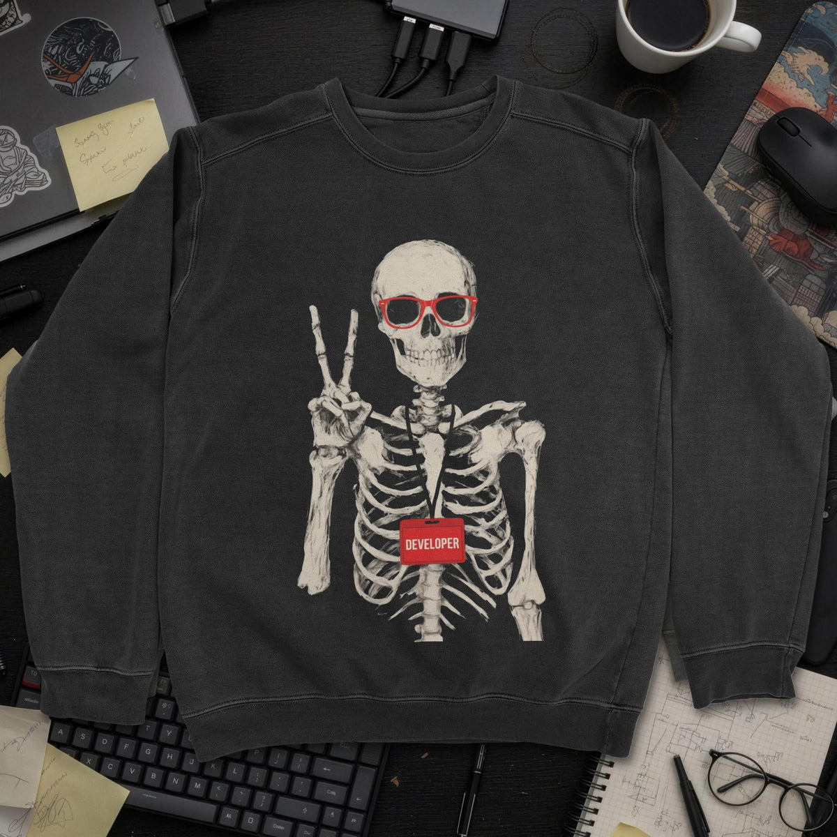 Skeleton Developer Sweatshirt - Black mockup