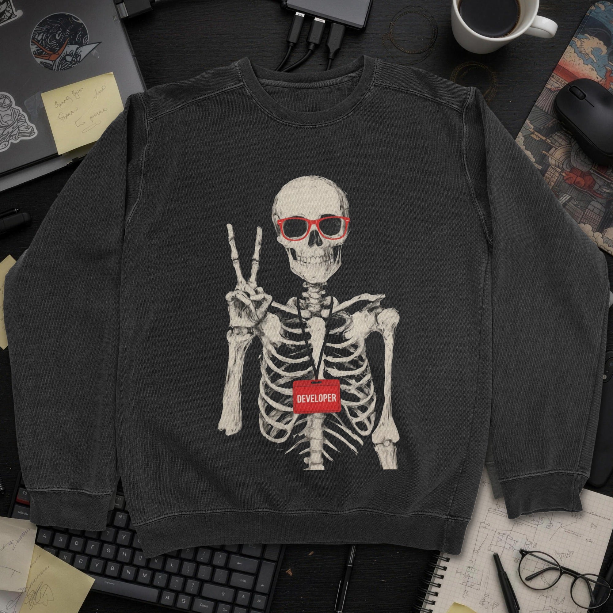 Skeleton Developer Sweatshirt - Black mockup