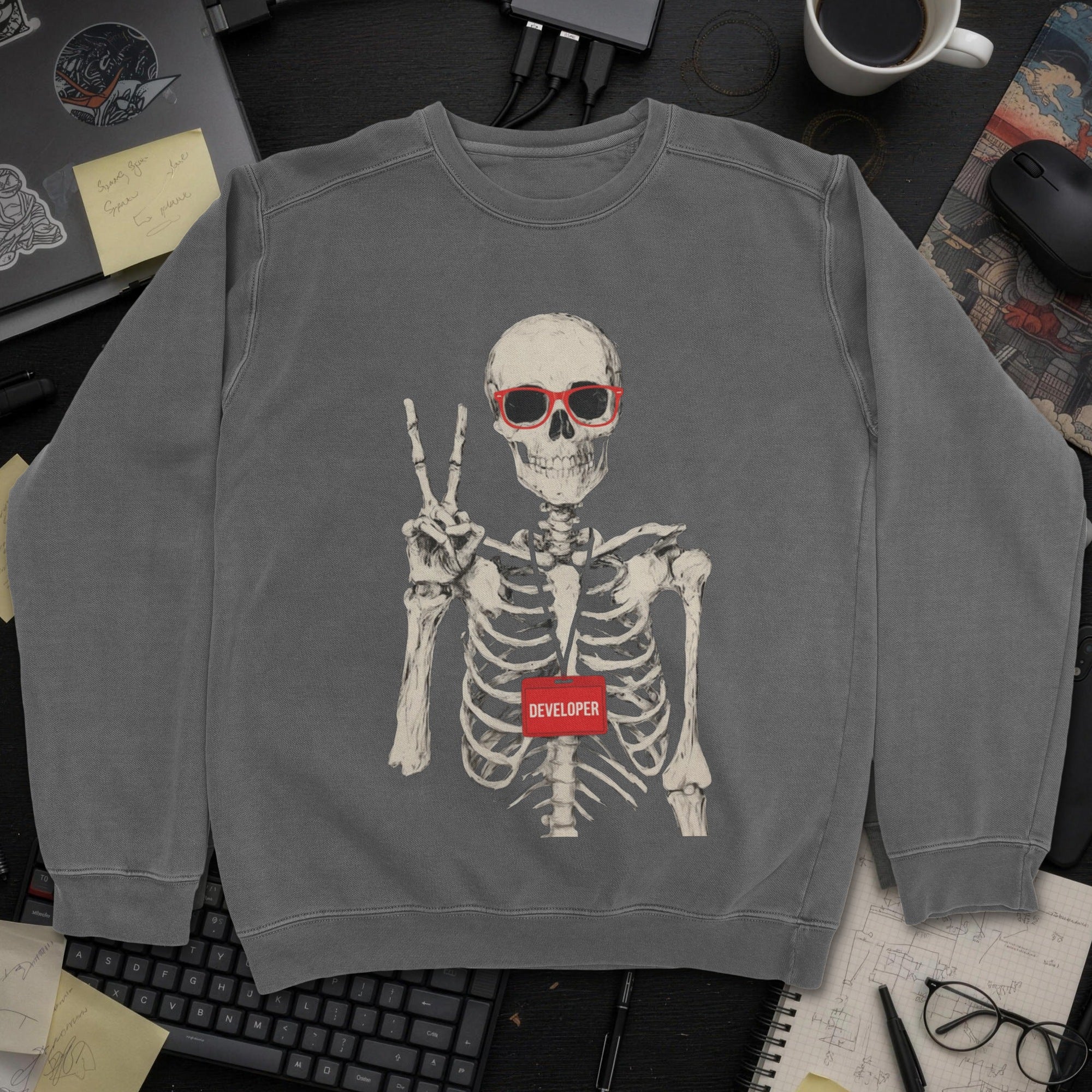 Skeleton Developer Sweatshirt - Dark Heather mockup
