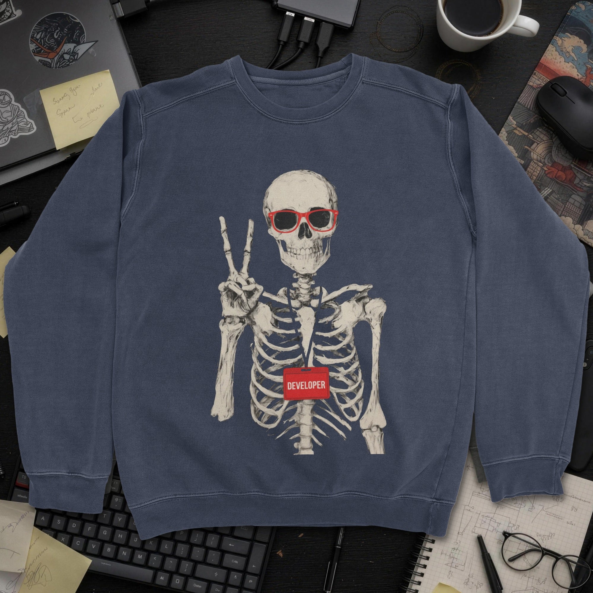 Skeleton Developer Sweatshirt - Navy mockup