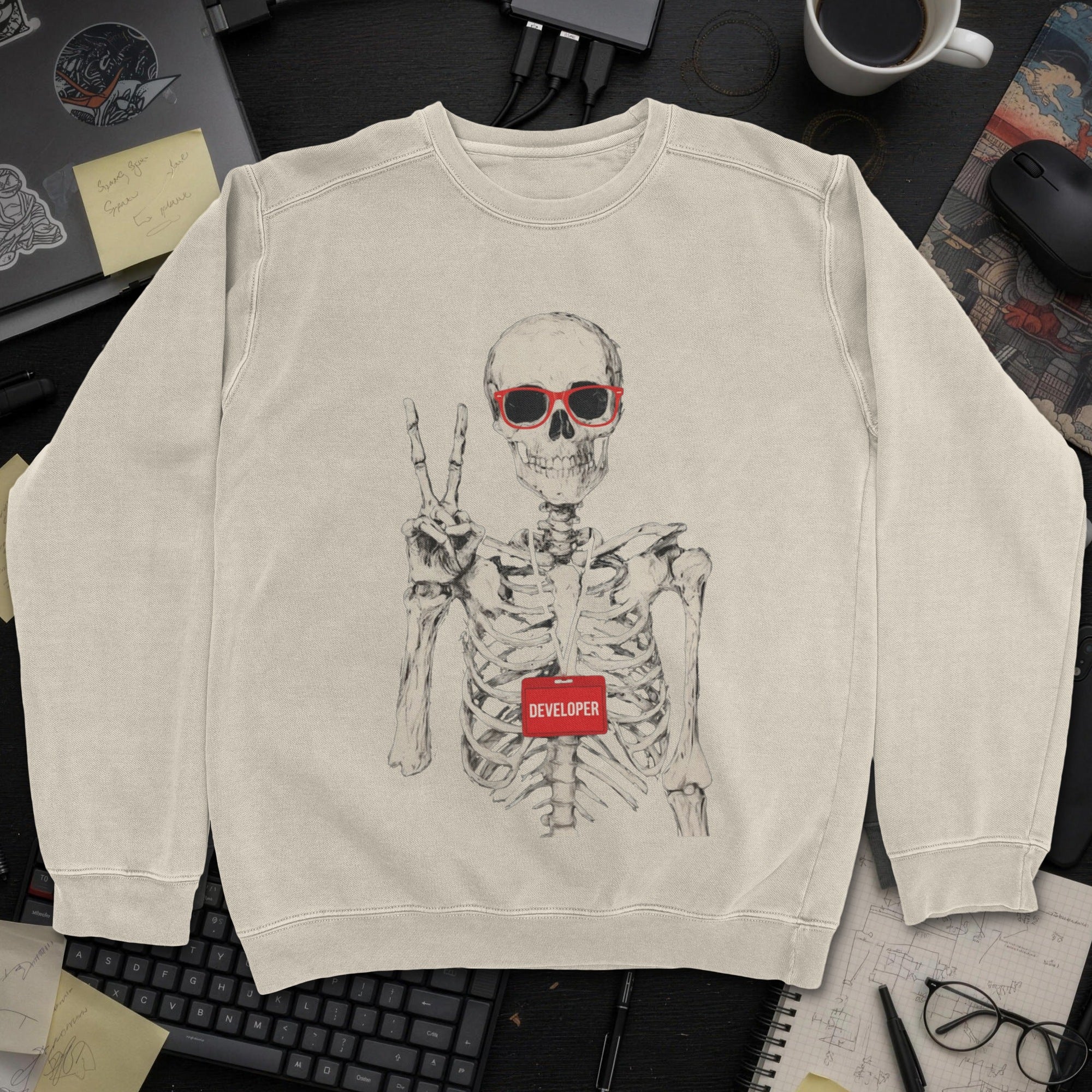Skeleton Developer Sweatshirt - Sand mockup