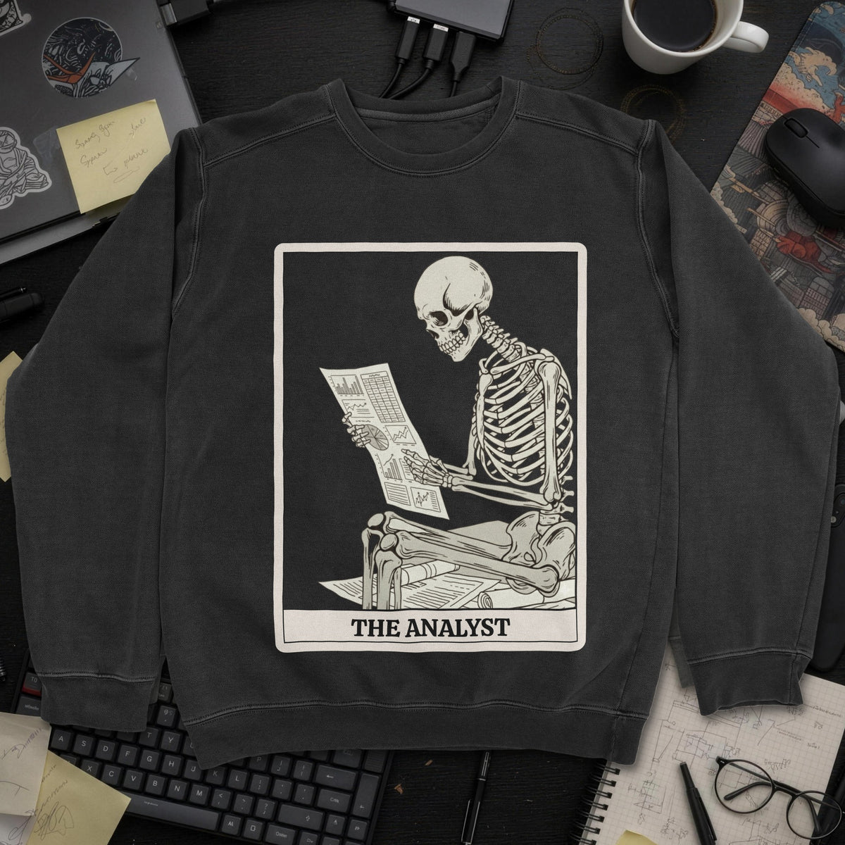 Working Skeleton Analyst Sweatshirt - Black mockup