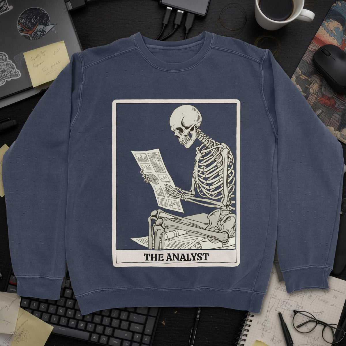 Working Skeleton Analyst Sweatshirt - Navy mockup
